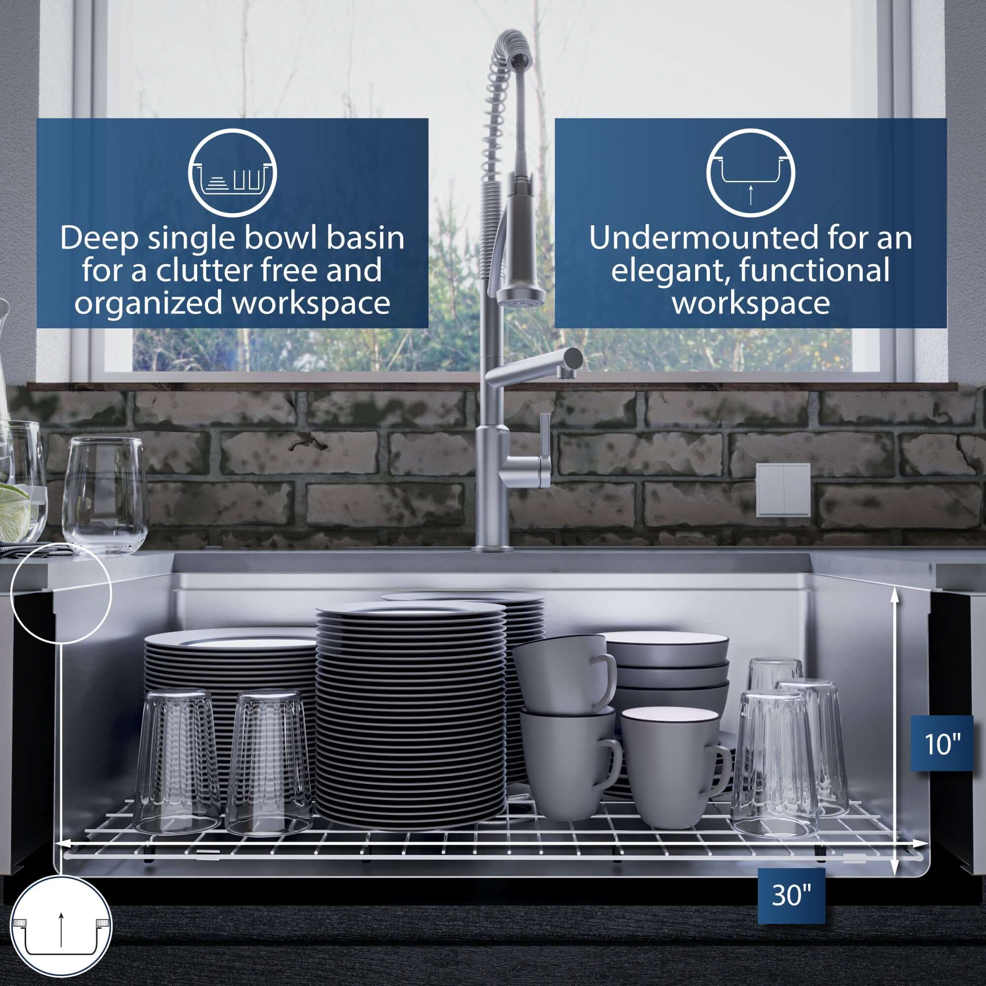 Alternate Image for Karran Elite Workstation 33" Stainless Steel ADA Workstation Farmhouse Sink with Faucet and Accessories, 16 Gauge, WSA-45-PK2