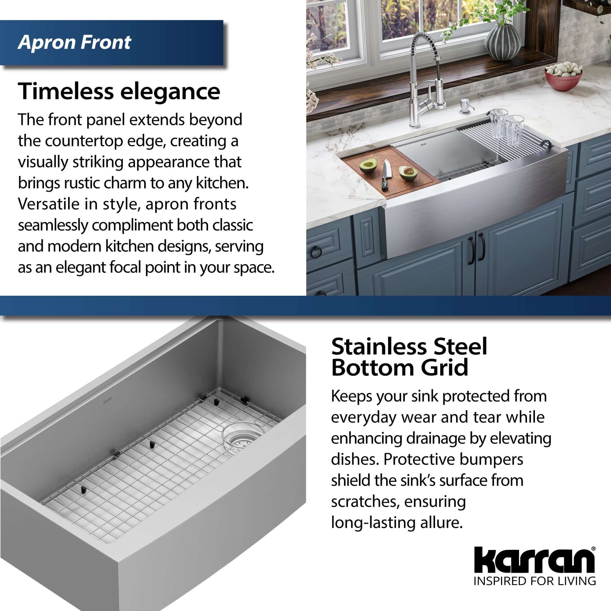 Alternate Image for Karran Elite Workstation 36" Stainless Steel Workstation Farmhouse Sink with Accessories, 16 Gauge, WSA-46-PK1