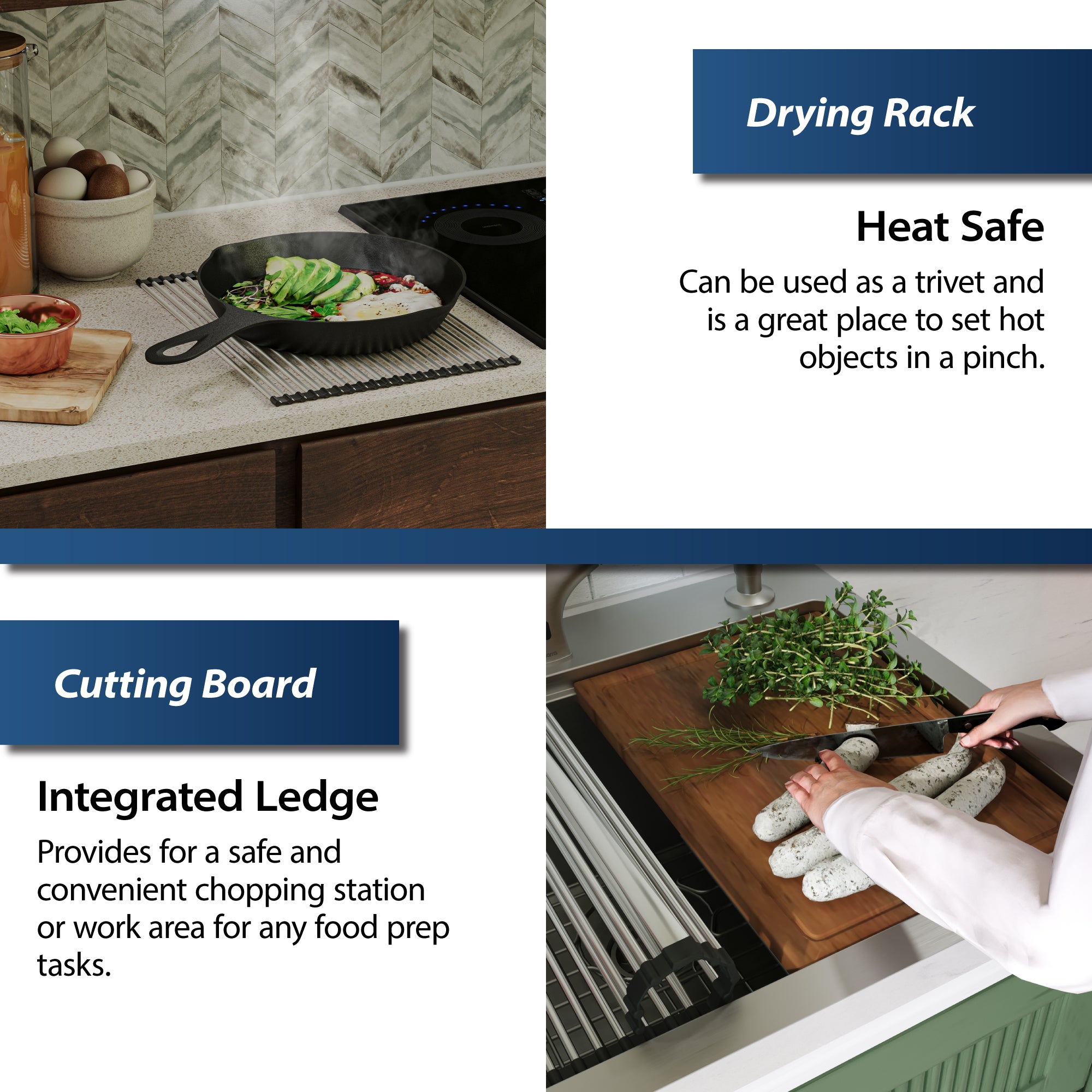 Alternate Image for Karran Elite Workstation 25" Drop In/Topmount Stainless Steel Workstation Kitchen Sink with Accessories, 16 Gauge, WST-20-PK1