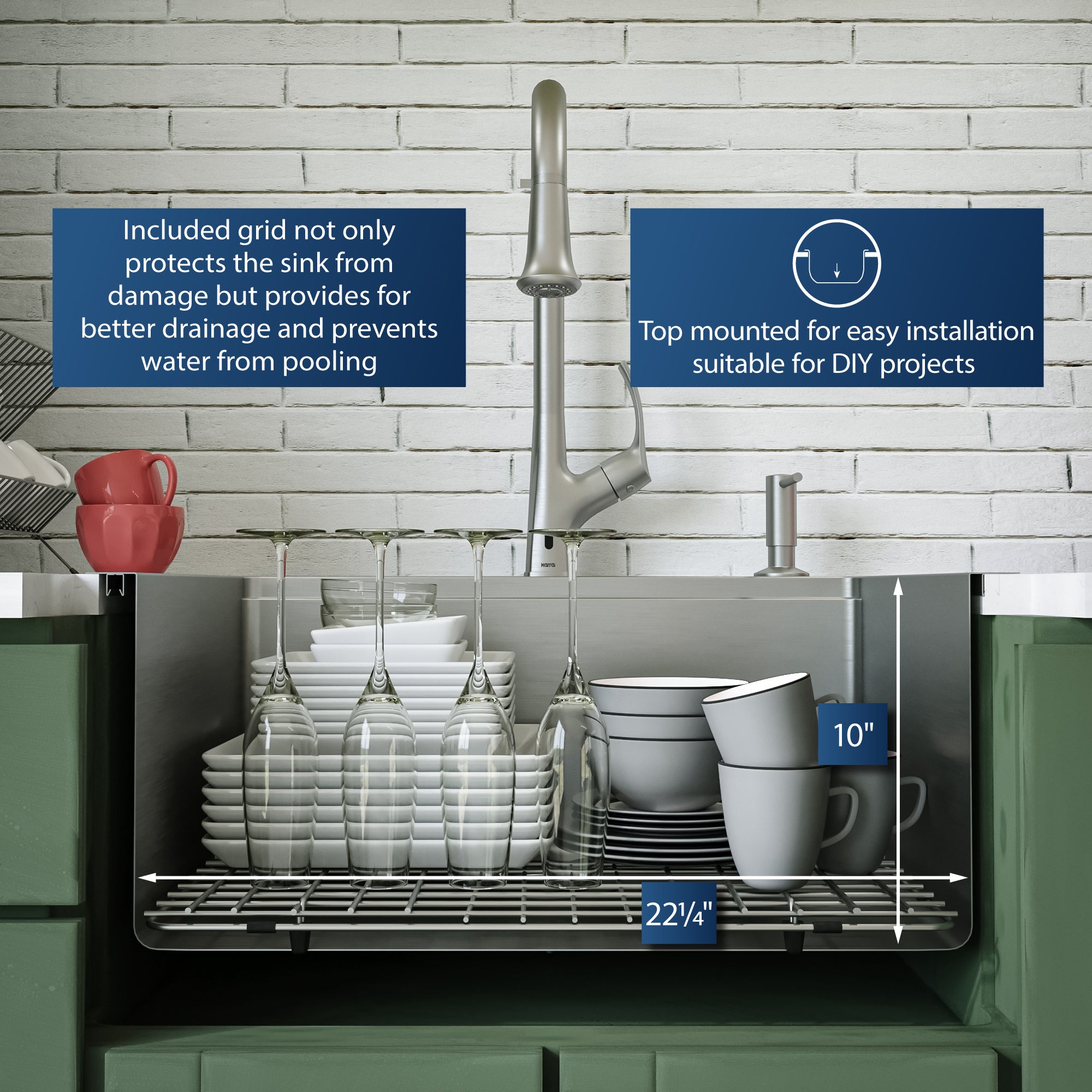 Alternate Image for Karran Elite Workstation 25" Drop In/Topmount Stainless Steel Workstation Kitchen Sink with Accessories, 16 Gauge, WST-20-PK1