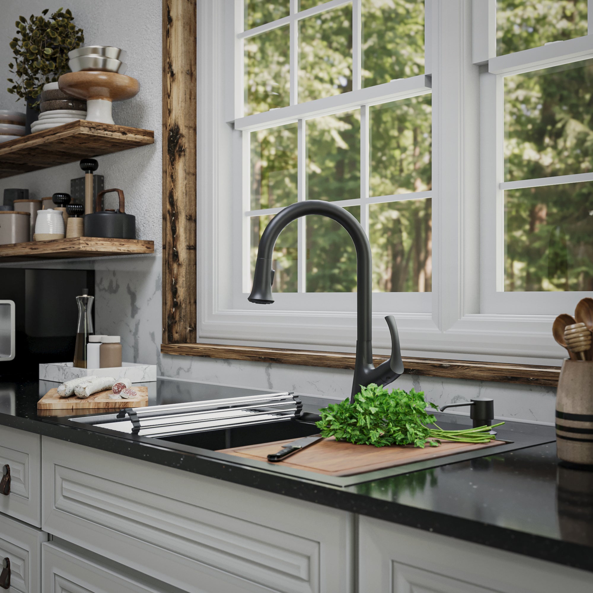 Alternate Image for Karran Elite Workstation 33" Drop In/Topmount Stainless Steel Workstation Kitchen Sink with Accessories, 16 Gauge, WST-26-PK1