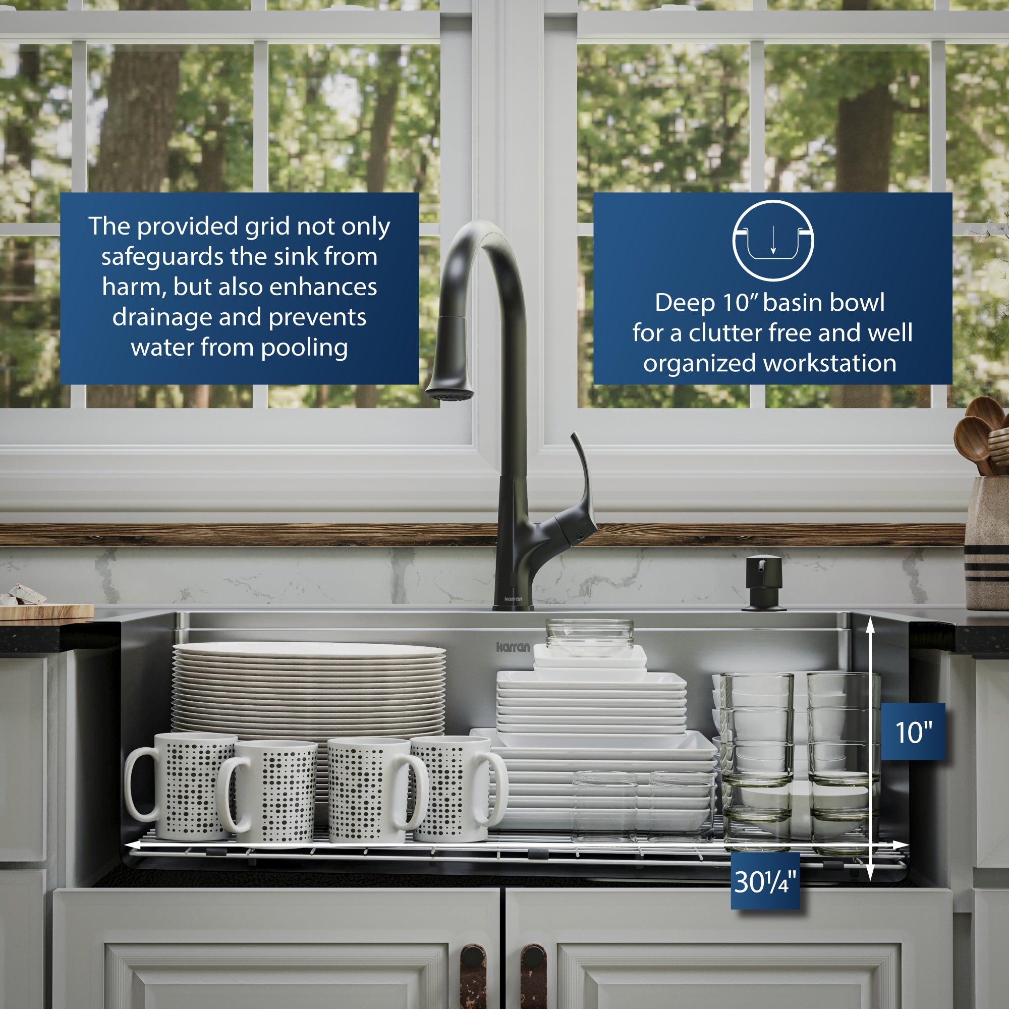 Alternate Image for Karran Elite Workstation 33" Drop In/Topmount Stainless Steel Workstation Kitchen Sink with Accessories, 16 Gauge, WST-26-PK1