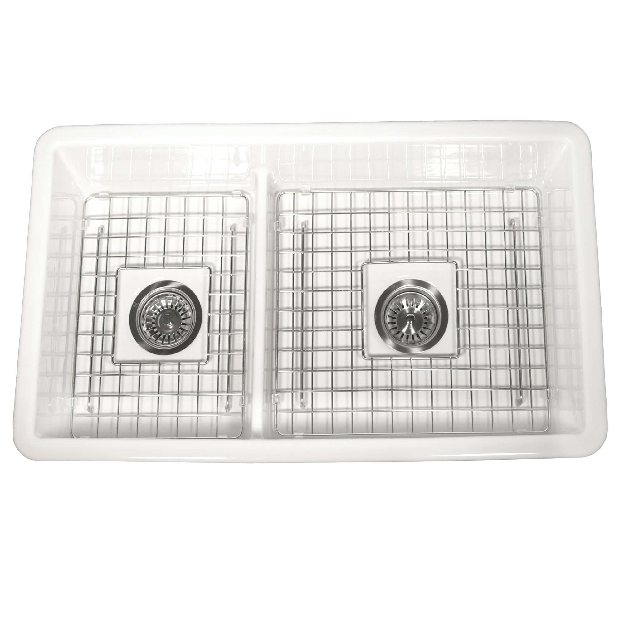 Alternate Image for Nantucket Sinks Cape 31" Dual Mount Fireclay Kitchen Sink with Accessories, 60/40 Double Bowl, White, Wellfleet-31OSW