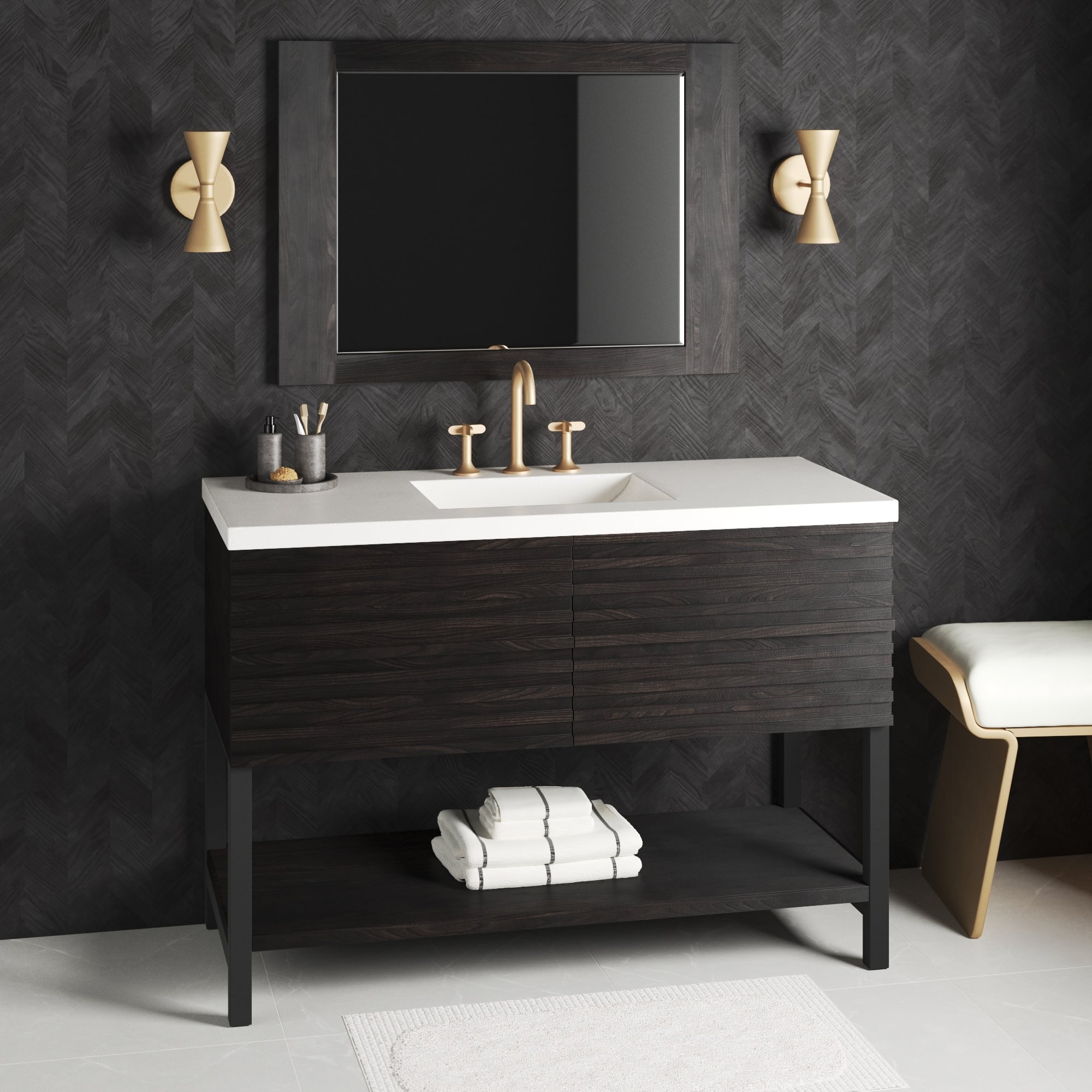 Native Trails Winemaker 48" Freestanding Vanity Base in Charred Oak, VNM488