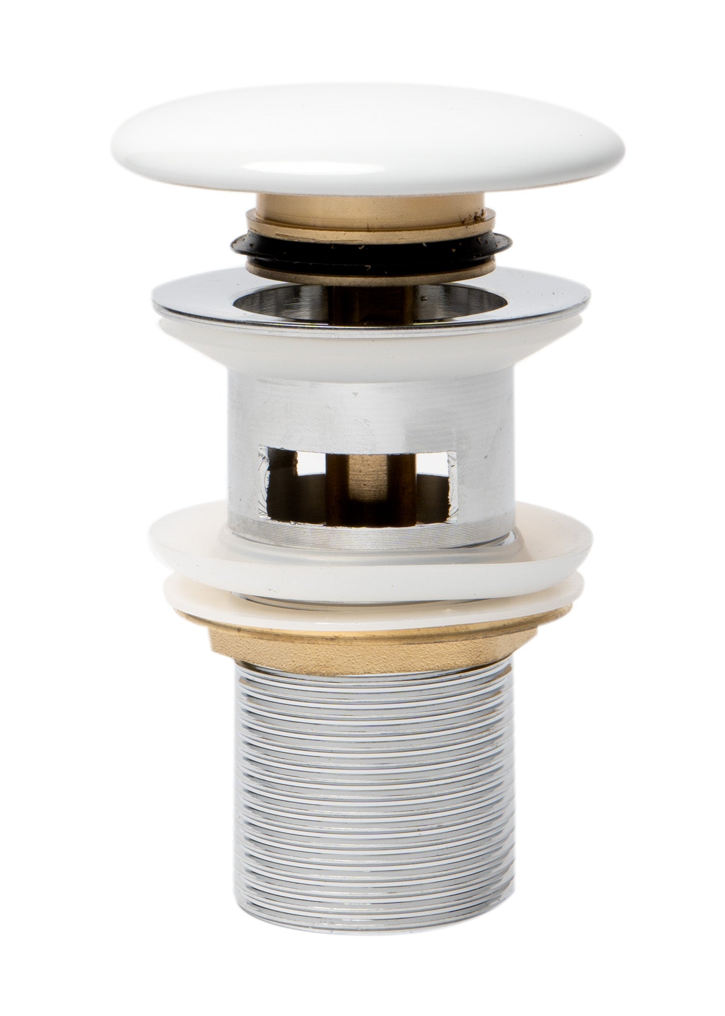 Alternate Image for ALFI brand Brass, AB8056-W White Ceramic Mushroom Top Pop Up Drain for Sinks with Overflow