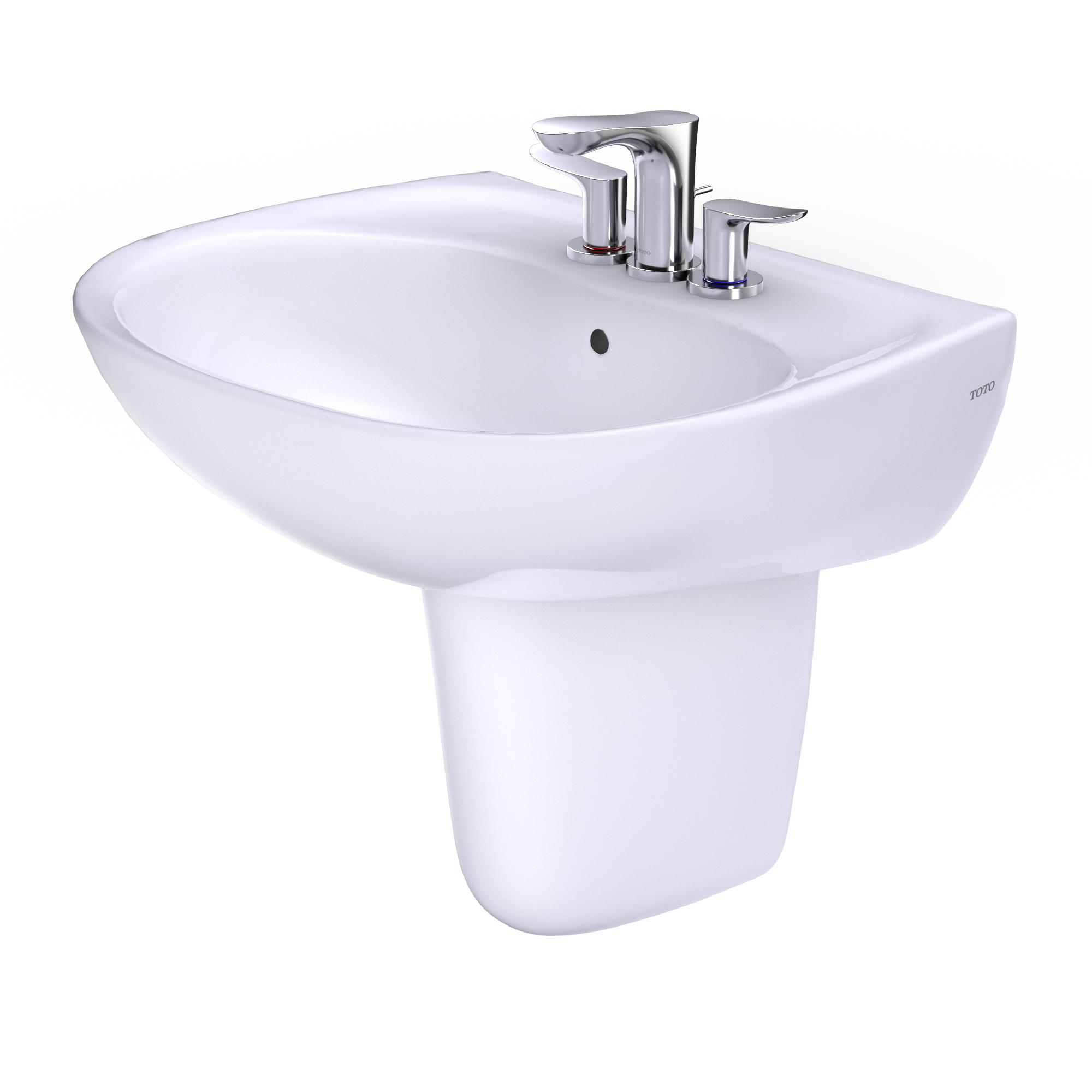 Alternate Image for TOTO Supreme Oval Wall-Mount Bathroom Sink with CEFIONTECT and Shroud for 4 Inch Center Faucets, Cotton White, Vitreous China, LHT241.4G#01