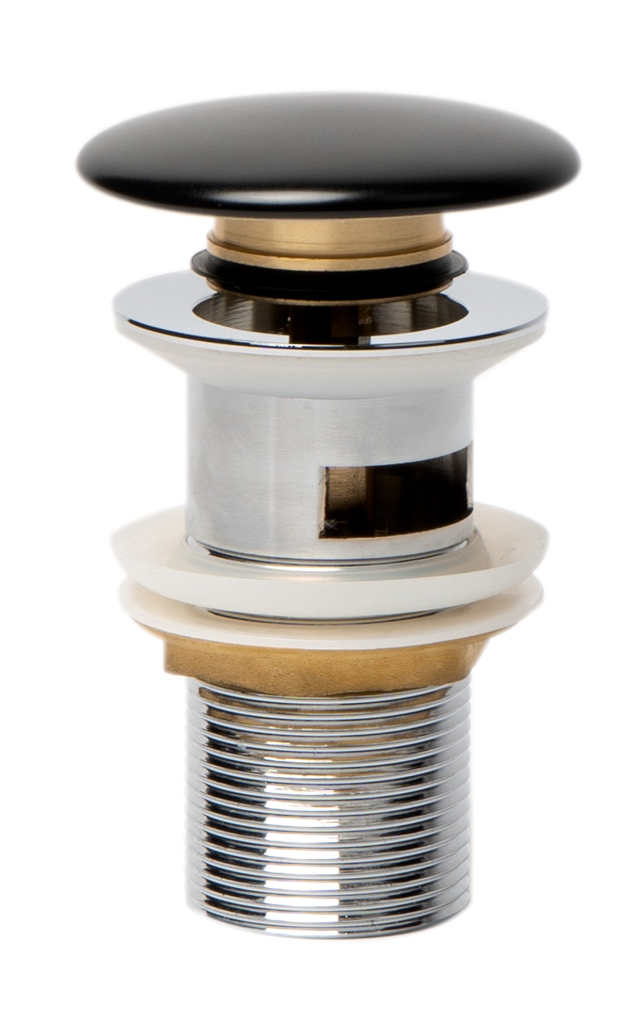 Alternate Image for ALFI brand Brass, AB8056-BM Black Matte Ceramic Mushroom Top Pop Up Drain for Sinks with Overflow