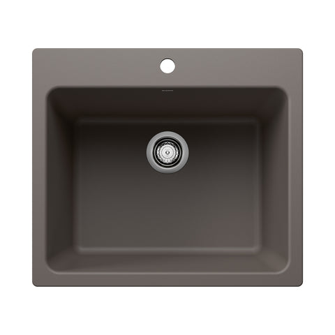 Blanco Liven 25" Dual Mount Silgranit Laundry Sink, Volcano Gray, 1 Faucet Hole, 443116