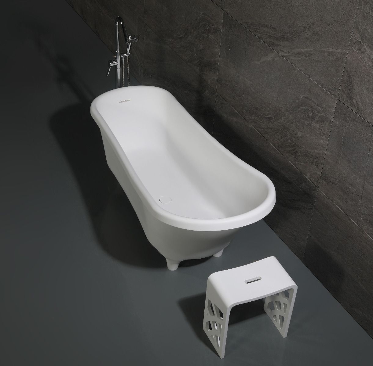 Alternate Image for ALFI brand 68" Solid Surface Resin Free Standing Oval Bathtub, White Matte, AB9960