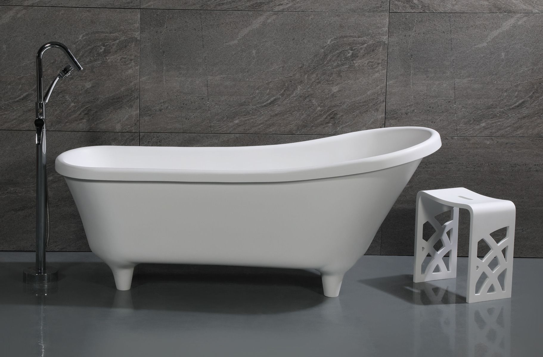 Alternate Image for ALFI brand 68" Solid Surface Resin Free Standing Oval Bathtub, White Matte, AB9960