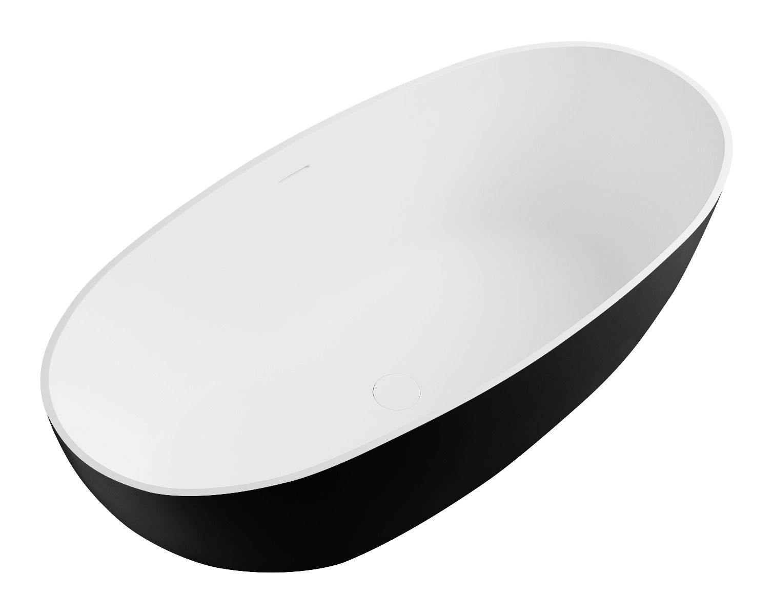 ALFI brand 59" Solid Surface Resin Free Standing Oval Soaking Bathtub, Black & White, AB9975BM