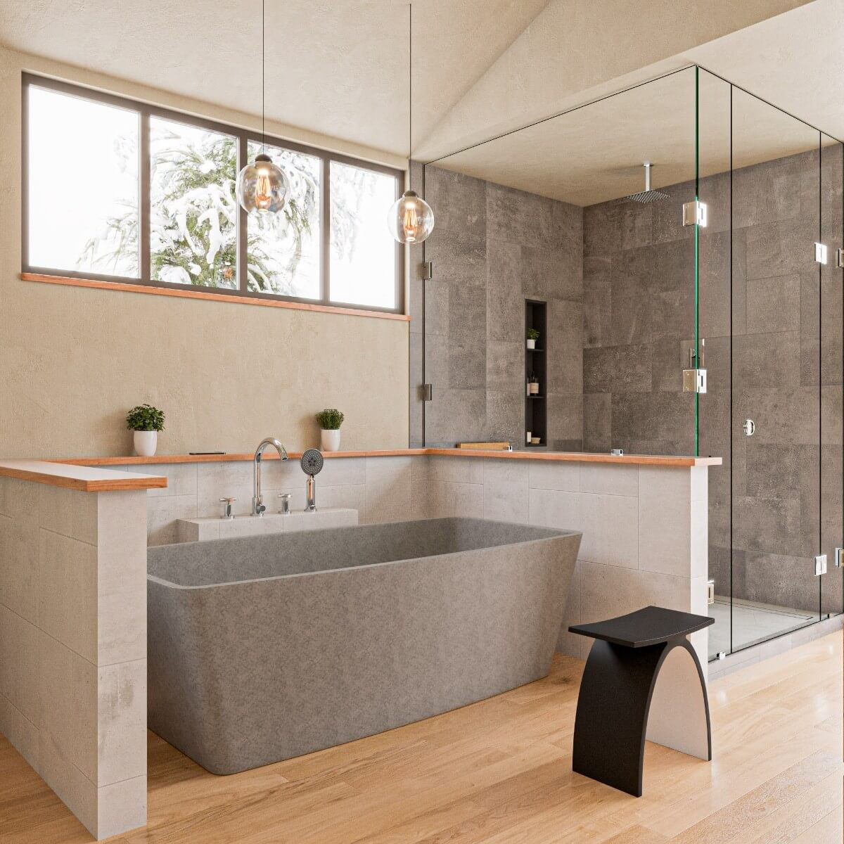 ALFI brand 71" Concrete Free Standing Rectangle Bathtub, Gray Matte, ABCO71TUB
