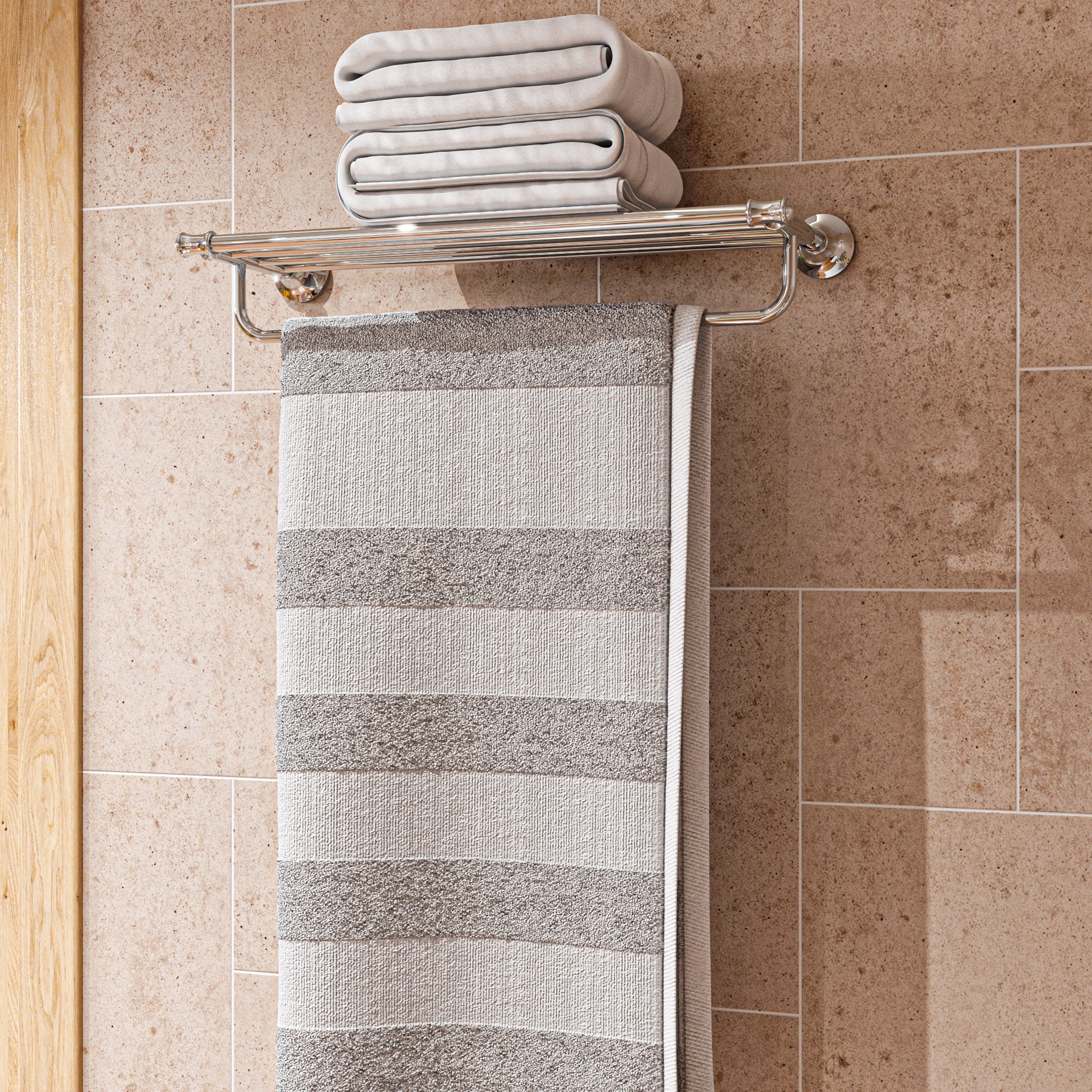 Alternate Image for ALFI brand AB9583 Polished Chrome 23 inch Towel Bar & Shelf Bathroom Accessory, Brass