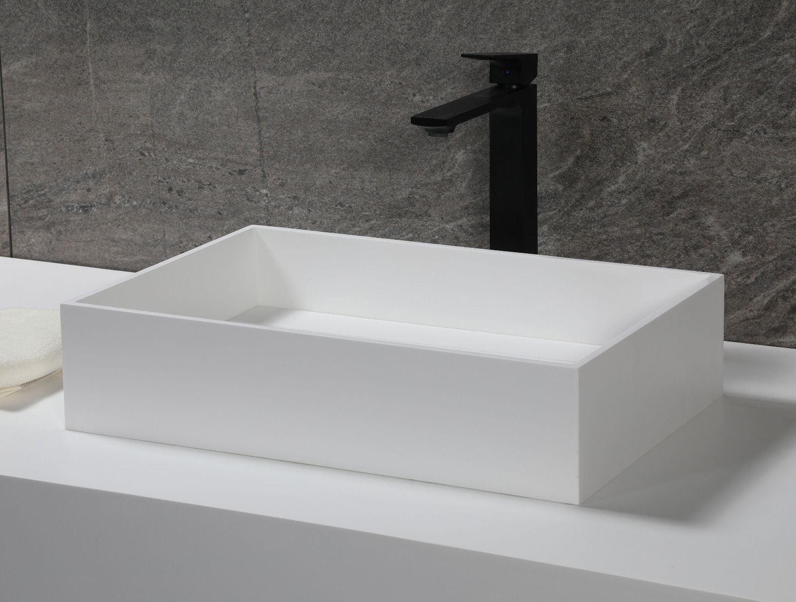 Alternate Image for ALFI brand 20" x 13.5" Rectangle Above Mount Resin Bathroom Sink, White Matte, No Faucet Hole, ABRS2014