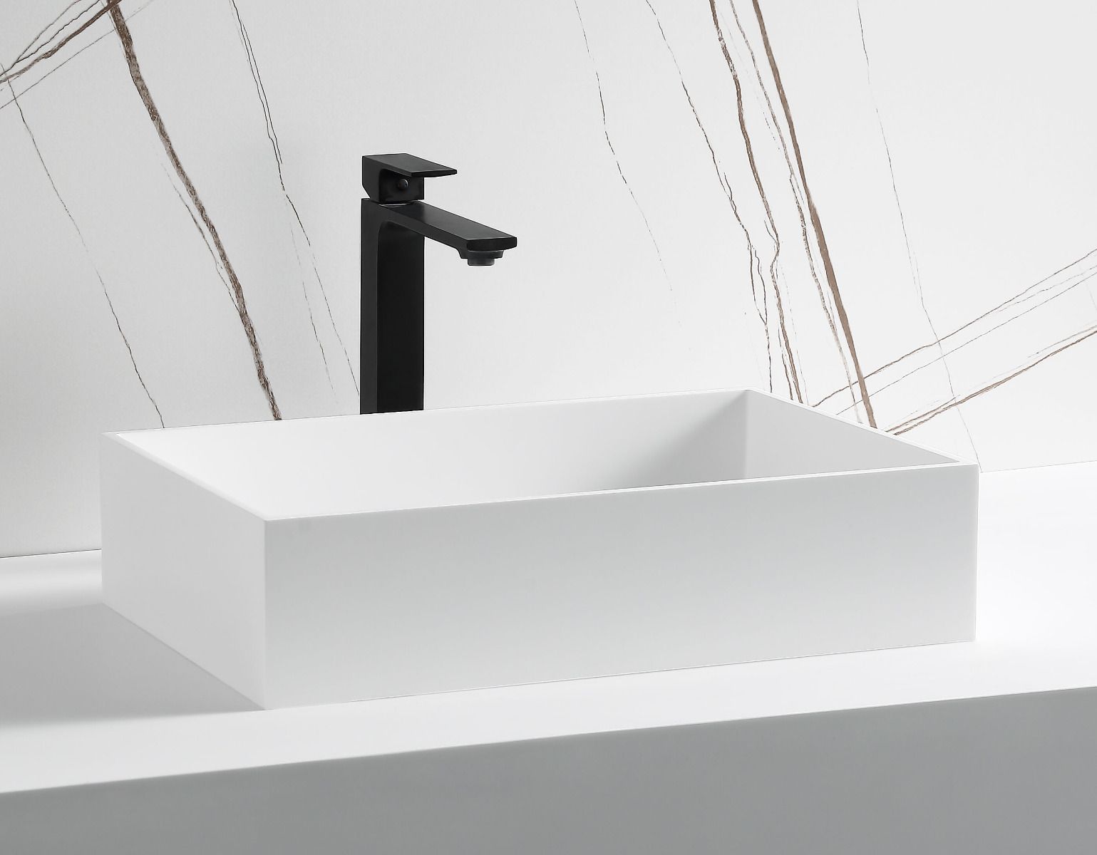 Alternate Image for ALFI brand 20" x 13.5" Rectangle Above Mount Resin Bathroom Sink, White Matte, No Faucet Hole, ABRS2014