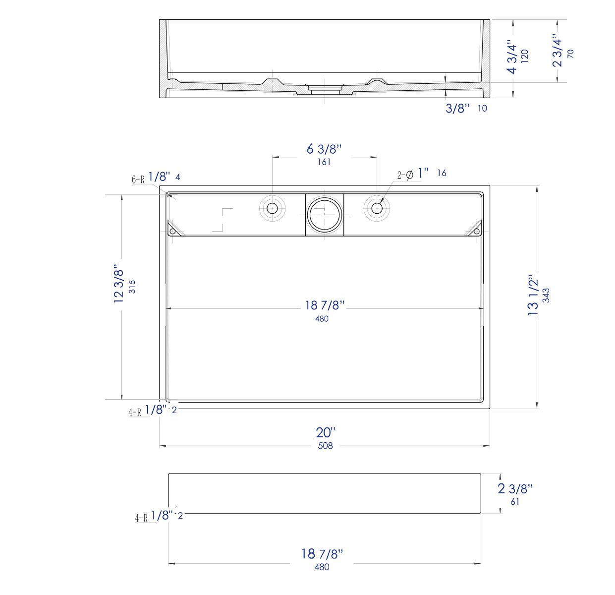 Alternate Image for ALFI brand 20" x 13.5" Rectangle Above Mount Resin Bathroom Sink, White Matte, No Faucet Hole, ABRS2014