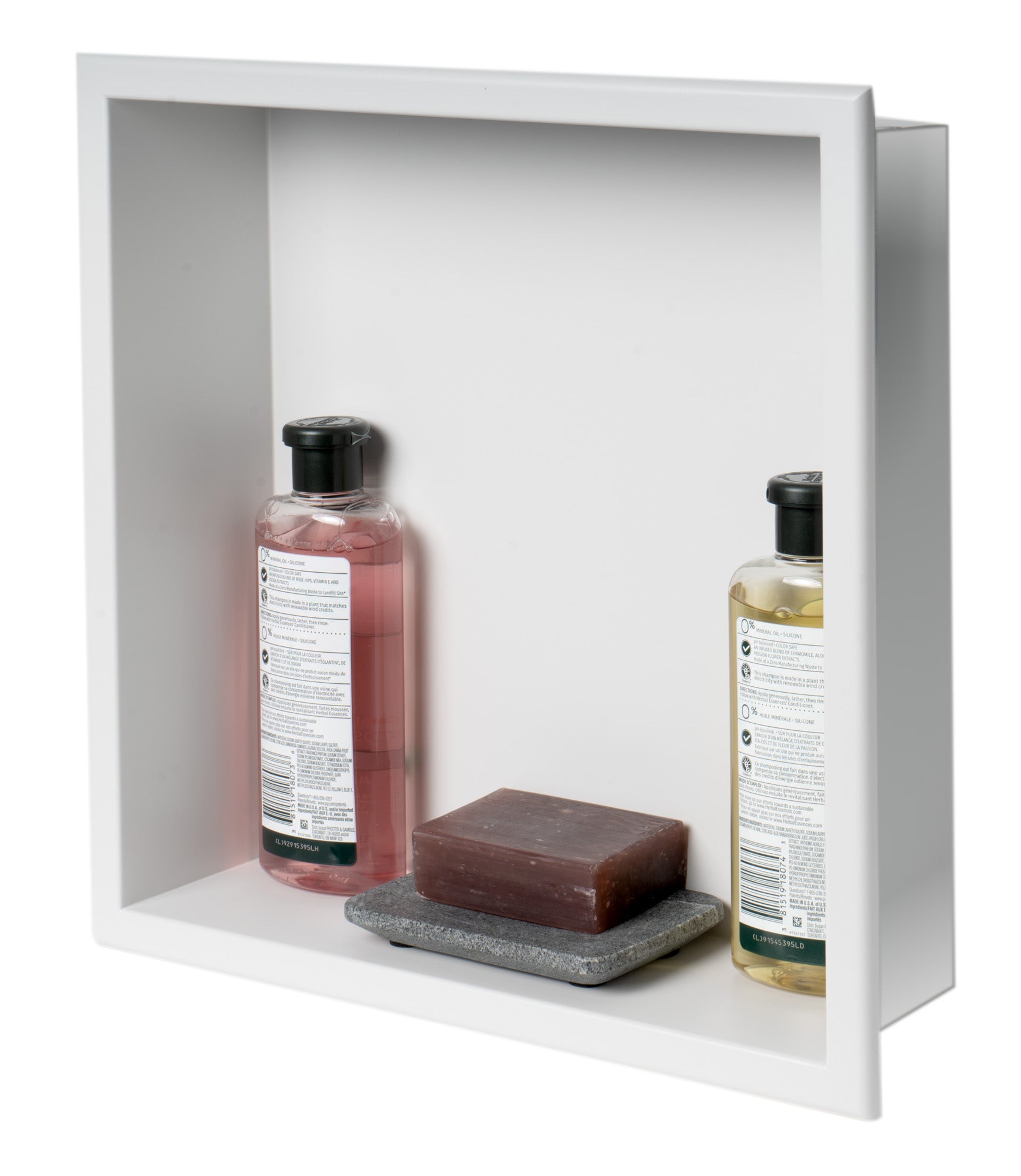 ALFI brand ABNC1616-W 16" x 16" White Matte Stainless Steel Square Single Shelf Bath Shower Niche, 20 Gauge