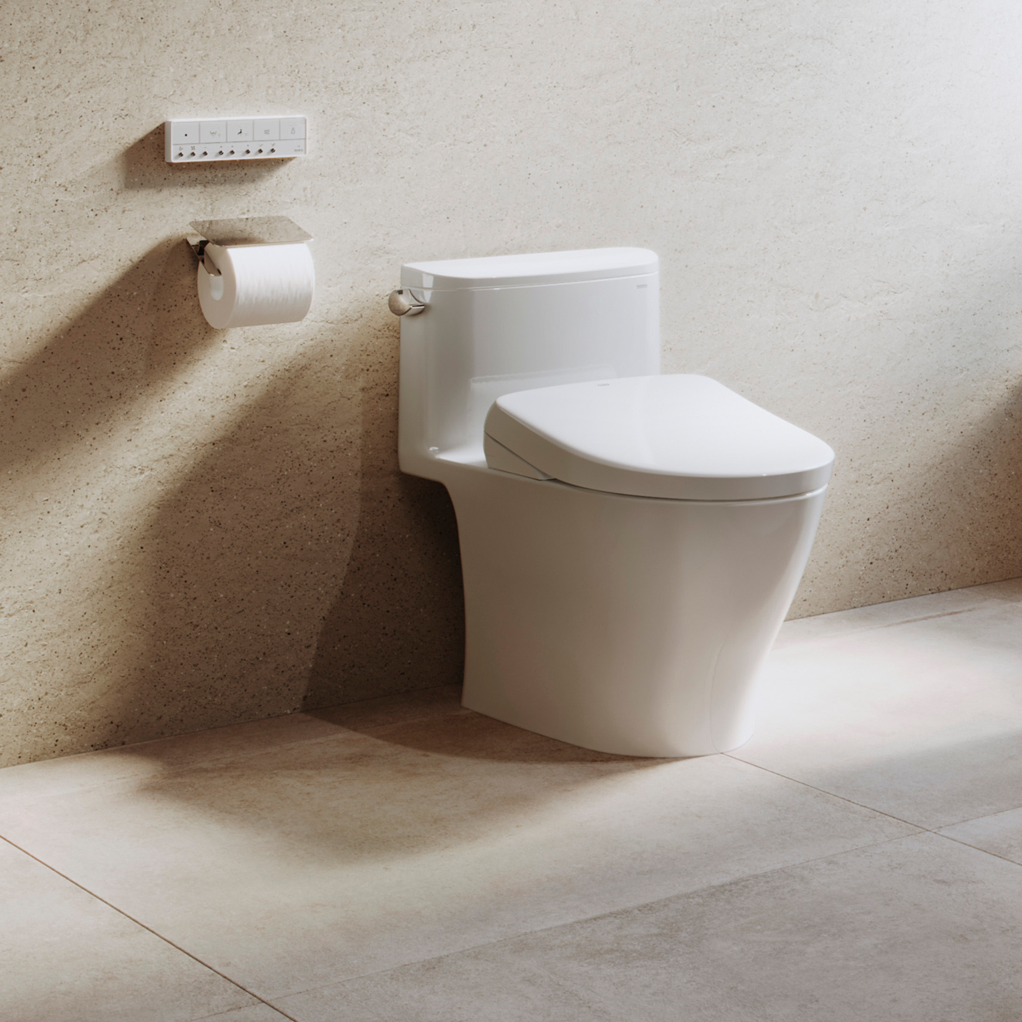 Alternate Image for TOTO S7 WASHLET Electronic Bidet Toilet Seat with EWATER+ Bowl and Wand Cleaning, Contemporary Lid, Elongated, Sedona Beige, Plastic, SW4726#12