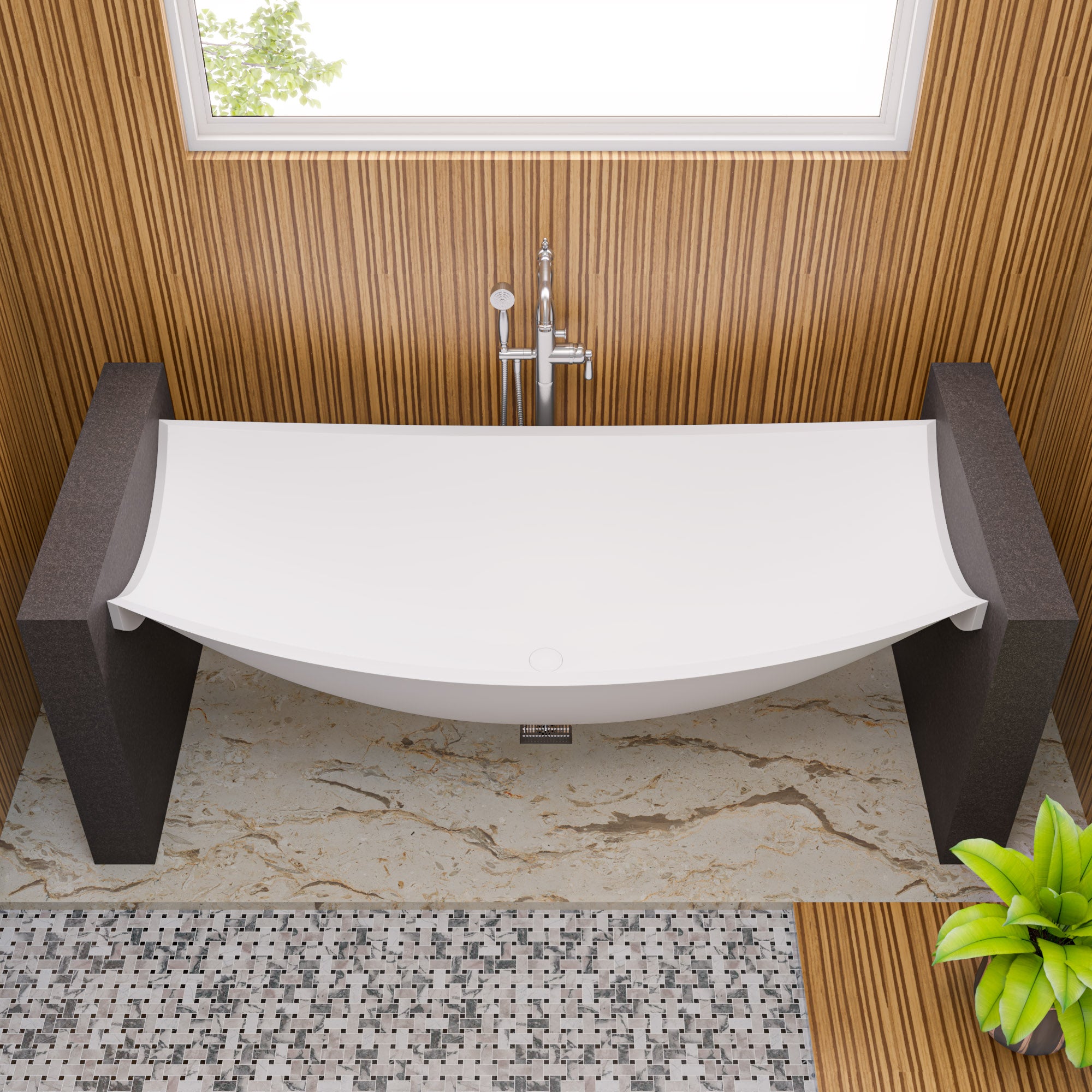 Alternate Image for ALFI brand 71" Solid Surface Resin Free Standing Oval Bathtub, White Matte, HammockTub2-WM