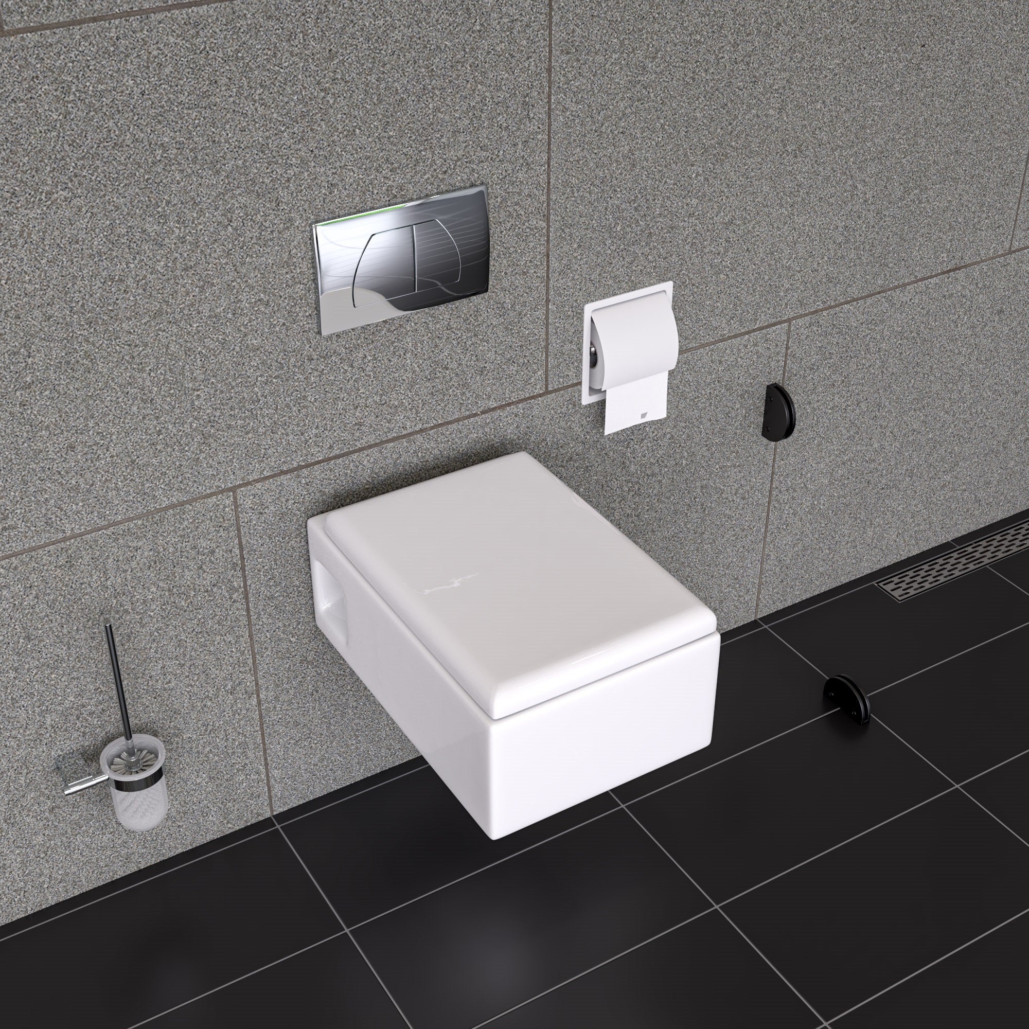 EAGO WDCFB Chrome Dual Flush Buttons for Wall Mounted Toilet, Plastic, White