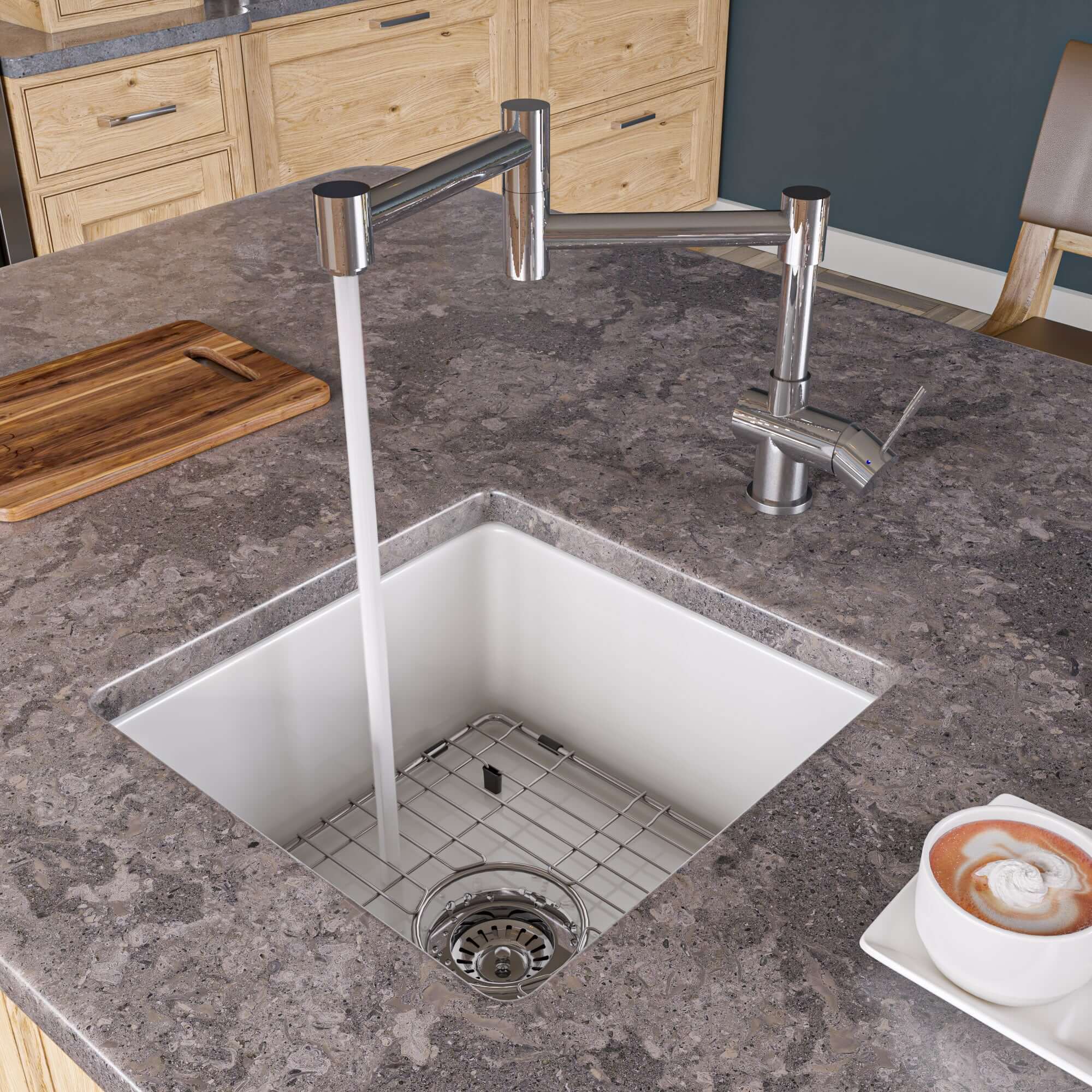 Alternate Image for ALFI brand 18" Square Fireclay Bar/Prep Sink, White, ABF1818S-W