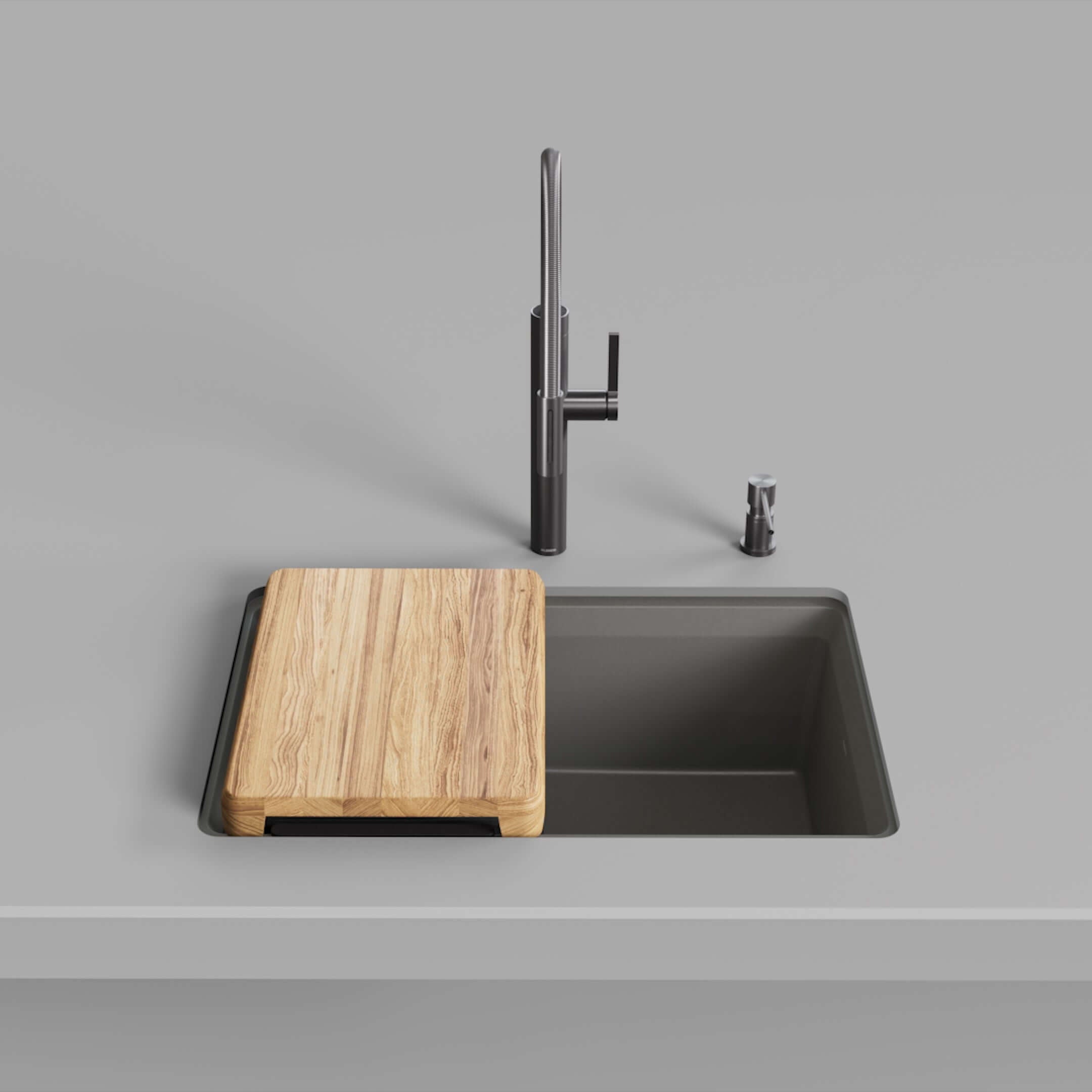 Alternate Image for Blanco Inteos 30" Undermount Silgranit Workstation Kitchen Sink, Volcano Gray, No Faucet Hole, 443309