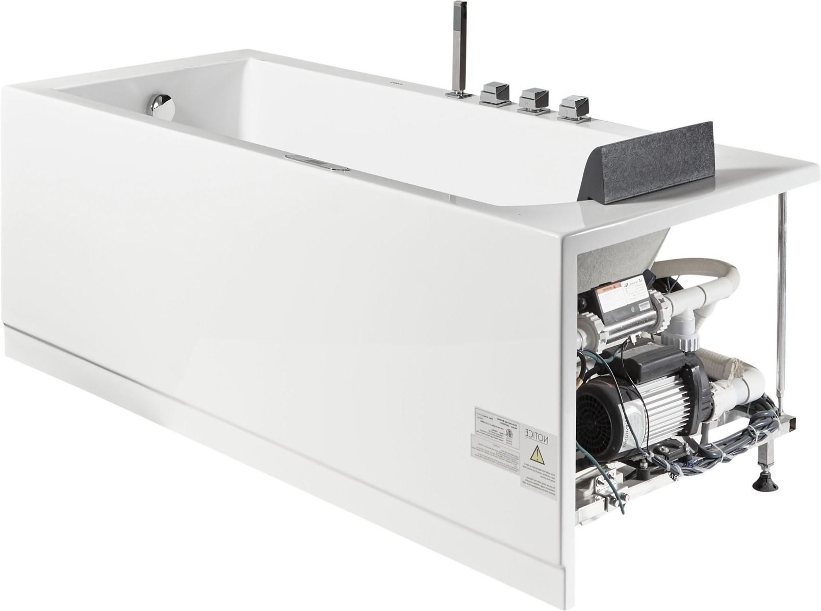 Alternate Image for Eago 59" Acrylic Corner Rectangle Bathtub with Fixtures, White, AM154ETL-L5