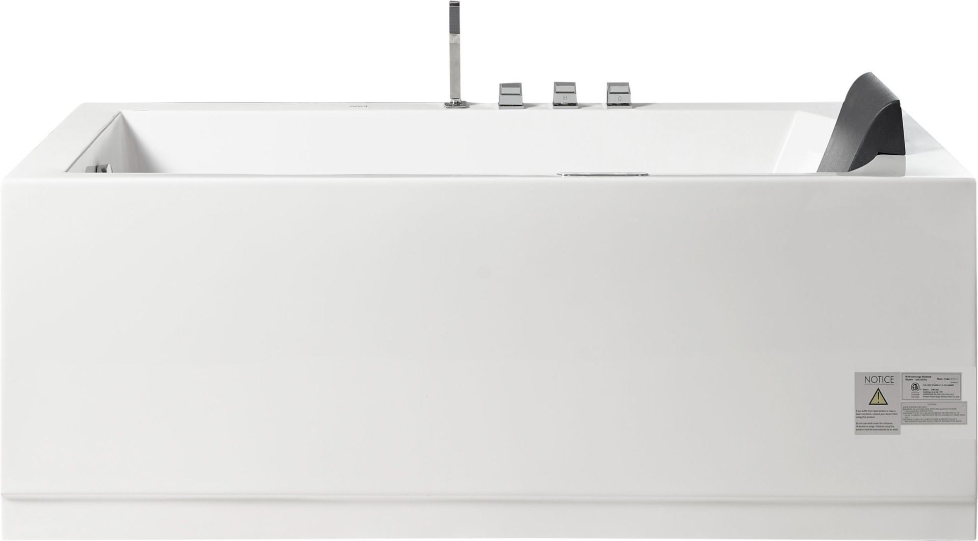 Alternate Image for Eago 59" Acrylic Corner Rectangle Bathtub with Fixtures, White, AM154ETL-L5