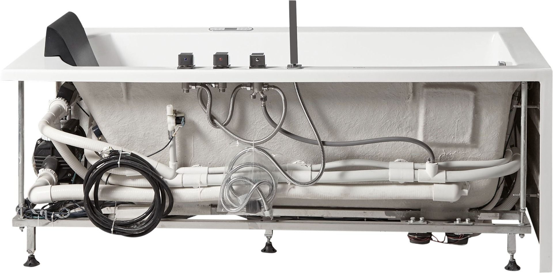 Alternate Image for Eago 59" Acrylic Corner Rectangle Bathtub with Fixtures, White, AM154ETL-L5