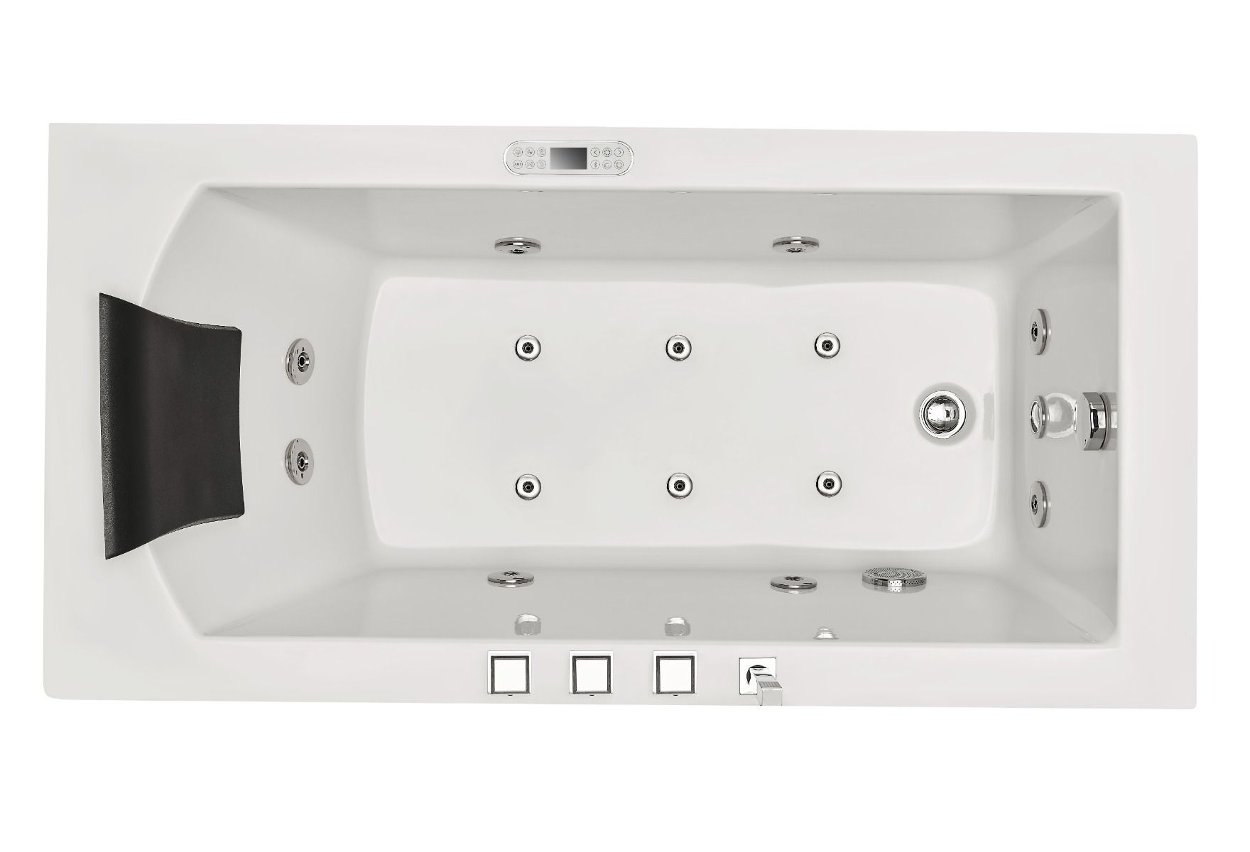 Alternate Image for Eago 59" Acrylic Corner Rectangle Bathtub with Fixtures, White, AM154ETL-L5