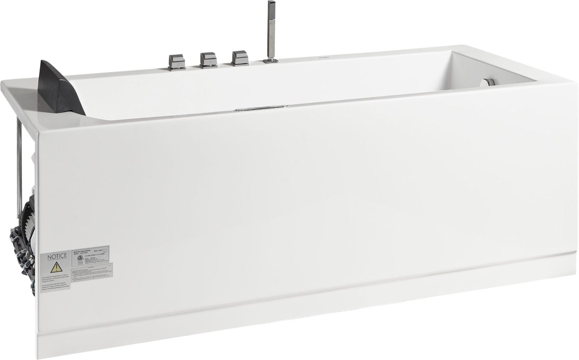 Alternate Image for Eago 59" Acrylic Corner Rectangle Bathtub with Fixtures, White, AM154ETL-R5