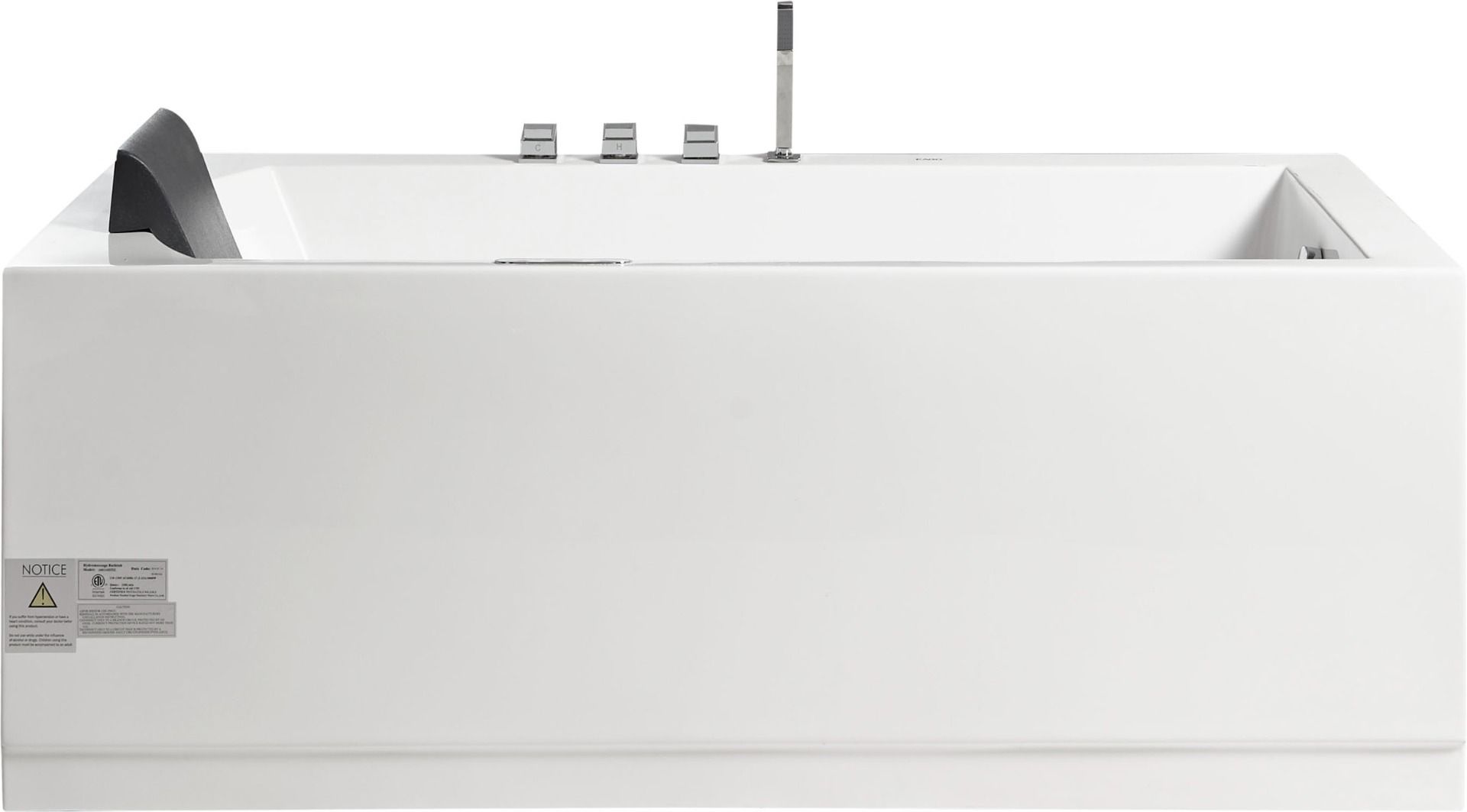 Alternate Image for Eago 59" Acrylic Corner Rectangle Bathtub with Fixtures, White, AM154ETL-R5