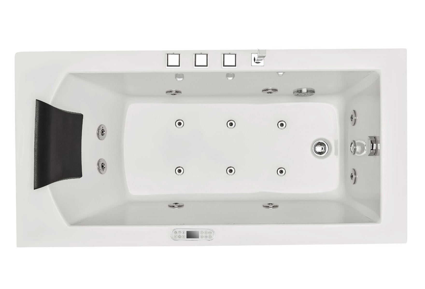 Alternate Image for Eago 59" Acrylic Corner Rectangle Bathtub with Fixtures, White, AM154ETL-R5
