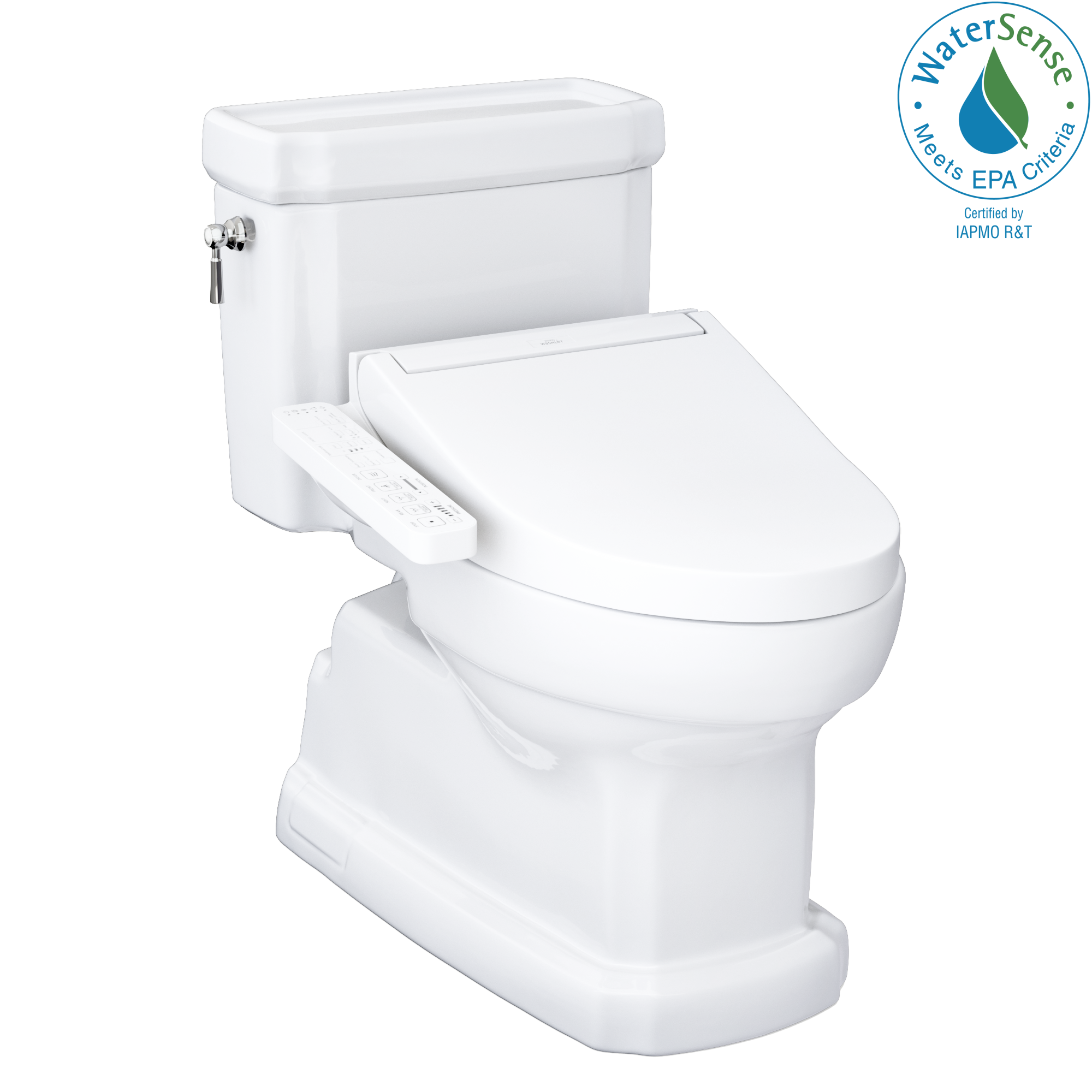 TOTO WASHLET+ Eco Guinevere Elongated 1.28 GPF Universal Height Toilet with C2 Bidet Seat, Cotton White, Vitreous China|Plastic, MW9743074CEFG#01
