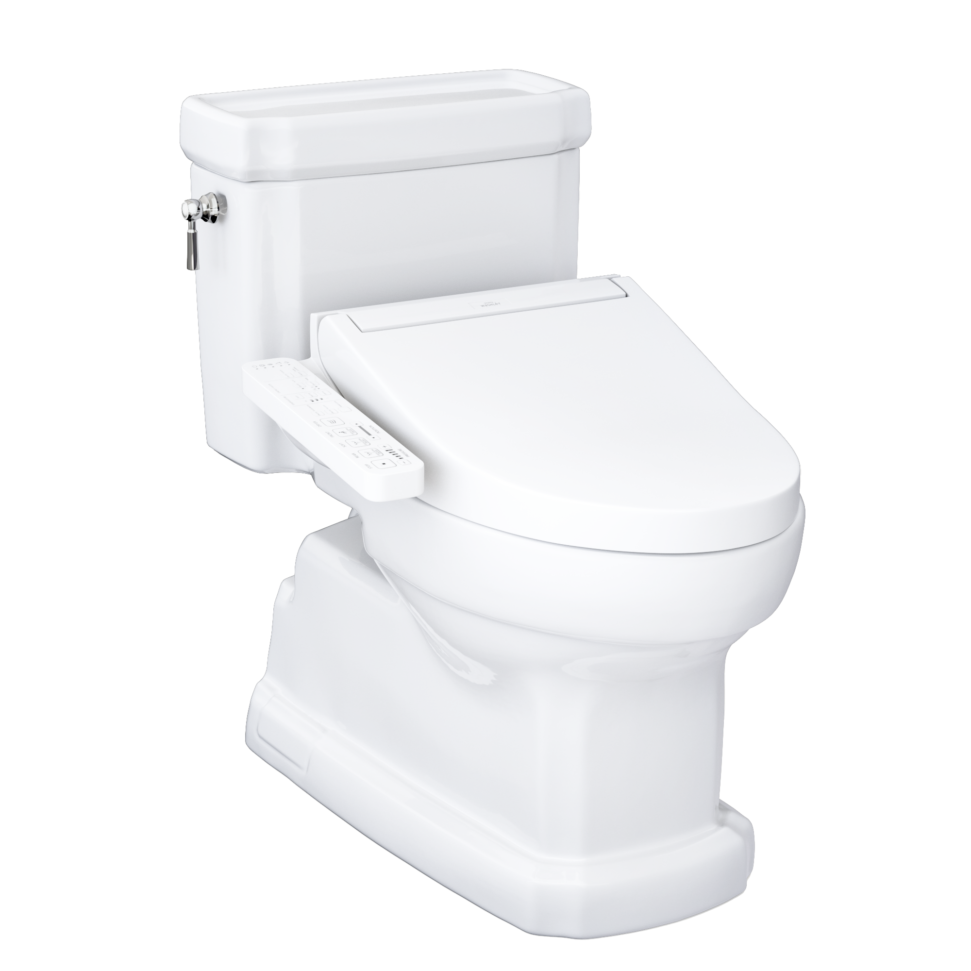 TOTO WASHLET+ Eco Guinevere Elongated 1.28 GPF Universal Height Toilet with C2 Bidet Seat, Cotton White, Vitreous China|Plastic, MW9743074CEFG#01