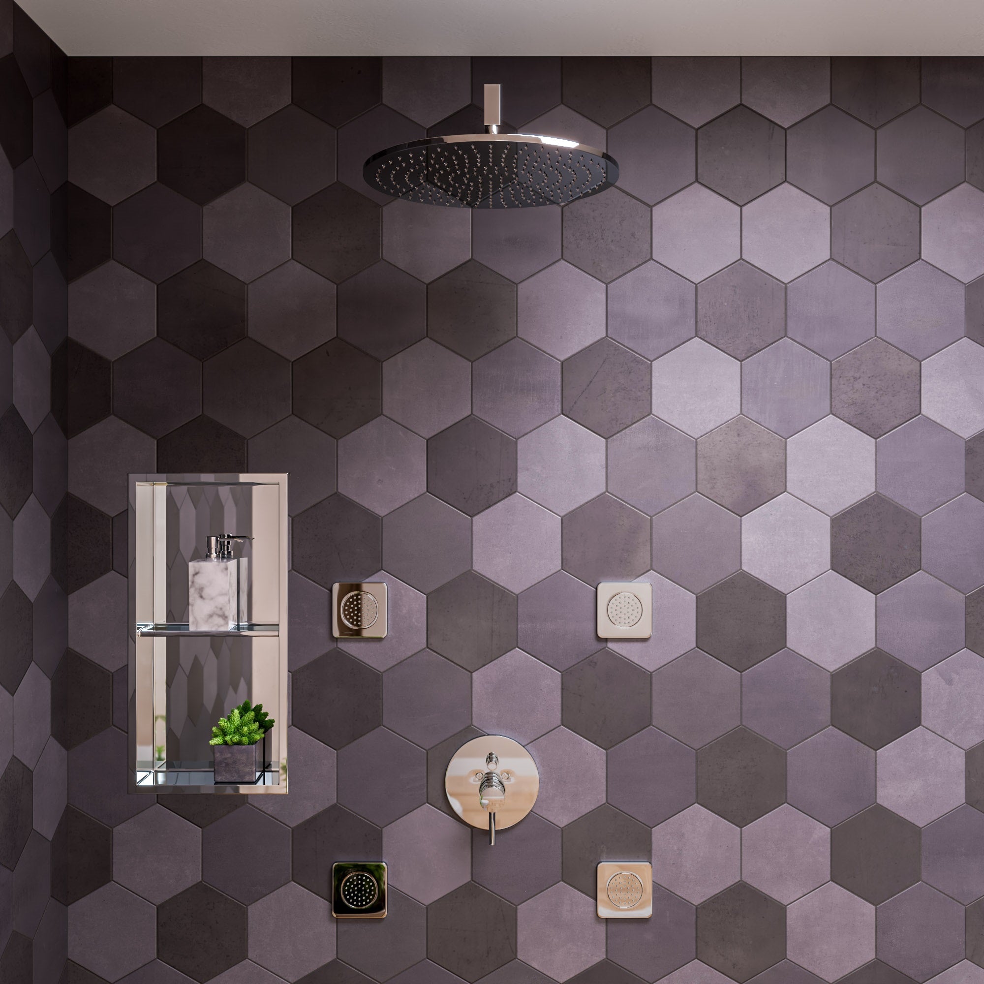 Alternate Image for ALFI brand LED16R-PC Polished Chrome 16" Round Multi Color LED Rain Shower Head, Brass