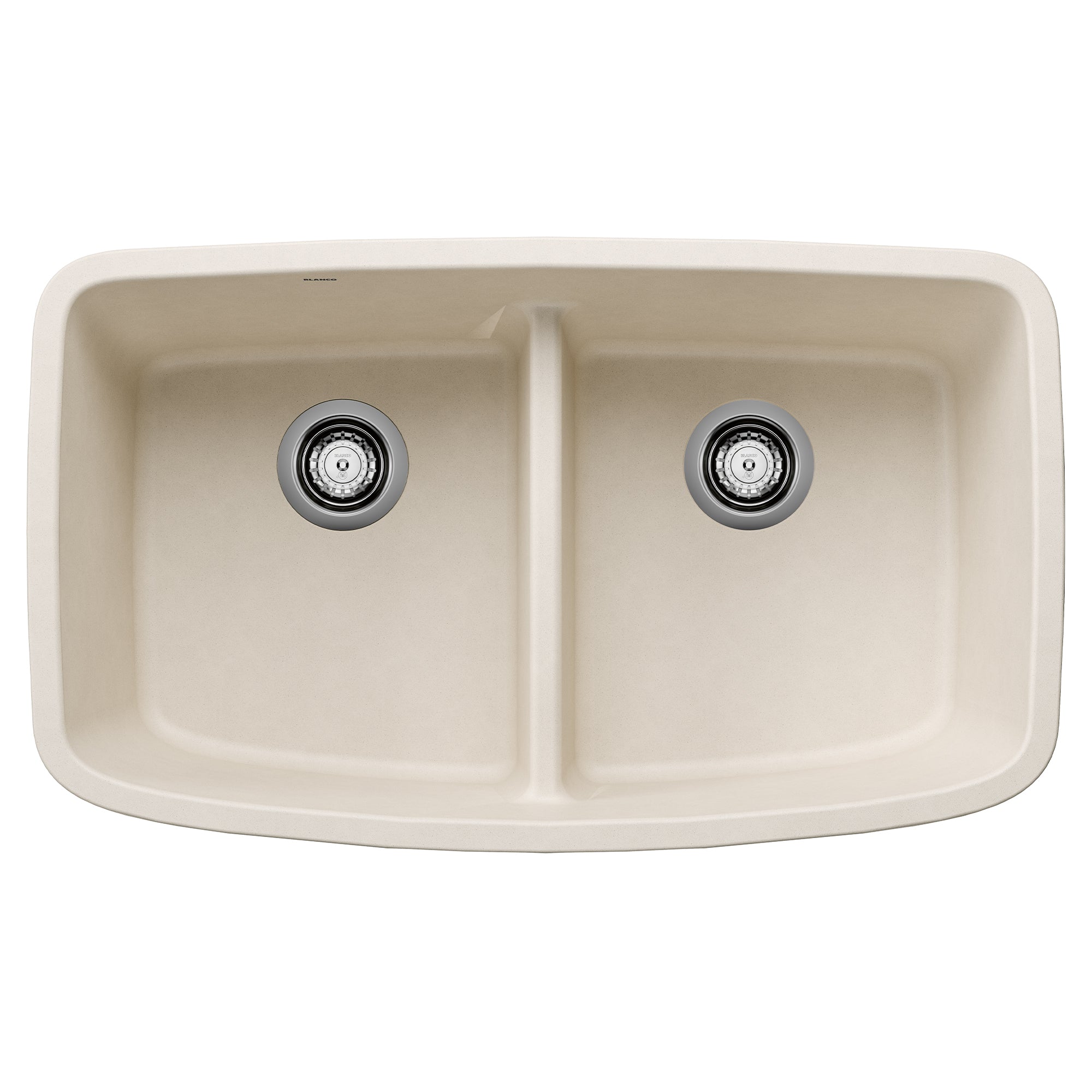 Blanco Valea 32" Undermount Silgranit Kitchen Sink, 50/50 Double Bowl, Soft White, No Faucet Hole, 443089