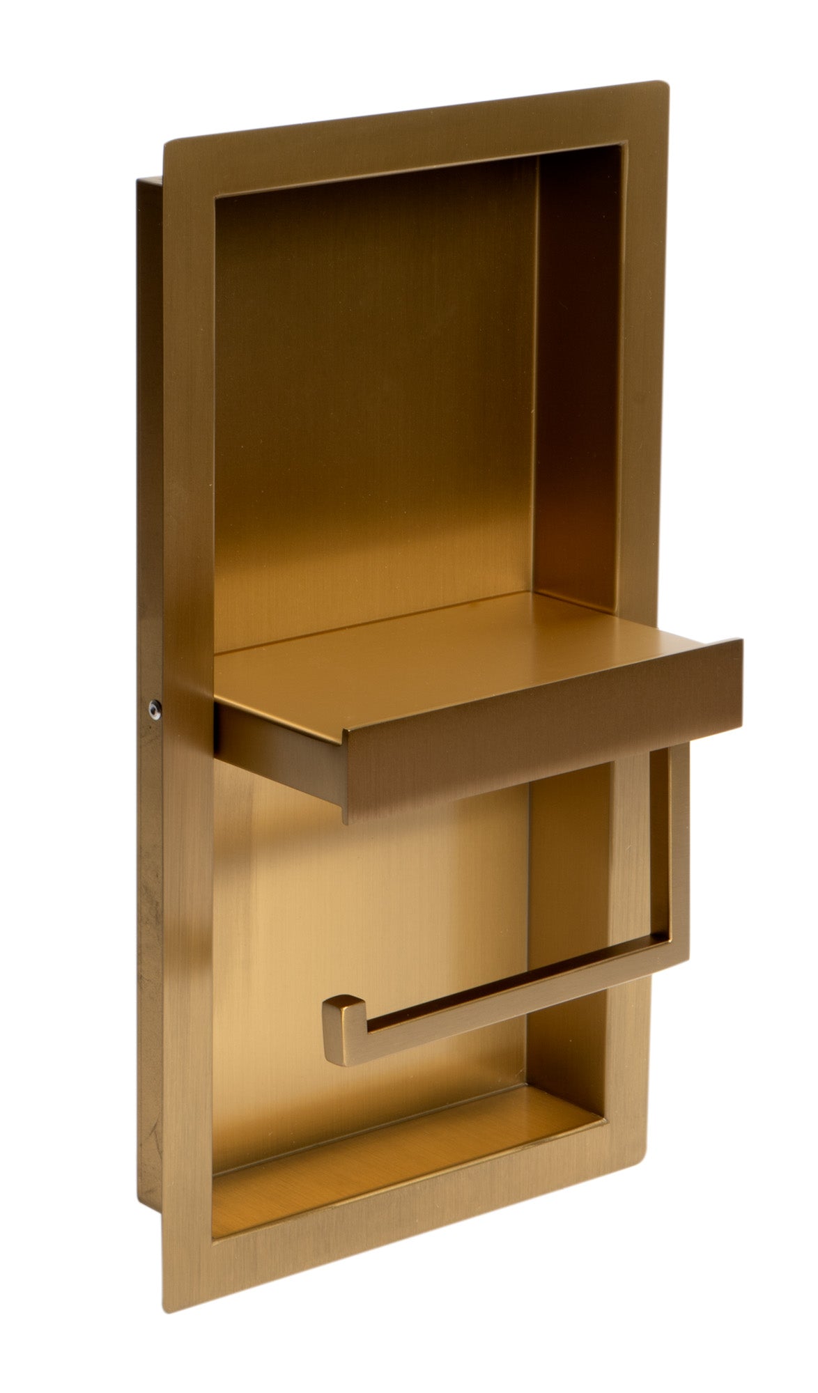 Alternate Image for ALFI brand ABTPNP88-BG Brushed Gold PVD Stainless Steel Recessed Toilet Paper Holder Niche, 19 Gauge
