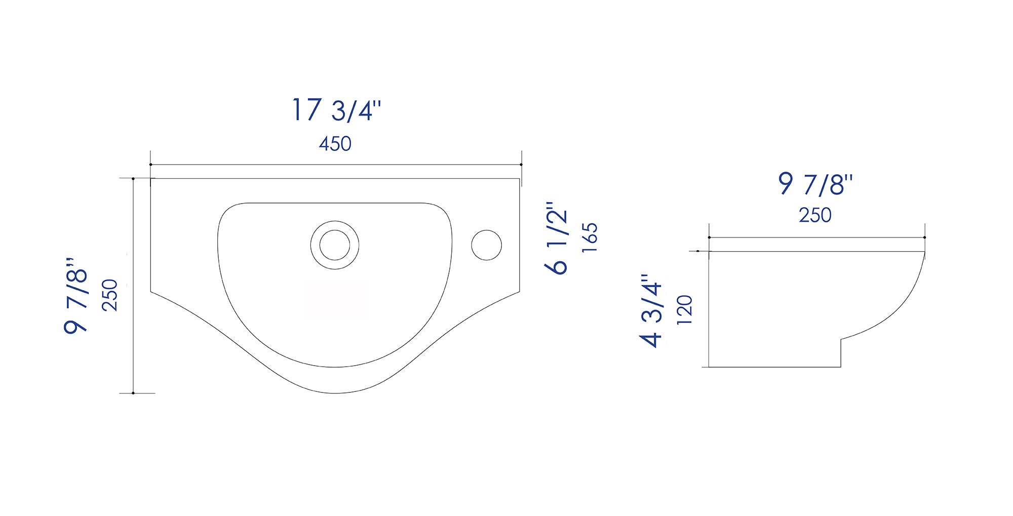 Alternative View of ALFI brand 17.75" x 9.88" Rectangle Wall Mount Porcelain Bathroom Sink, White, 1 Faucet Hole, ABC114