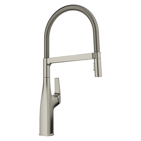 Blanco Rivana Semi-Pro Pull-Down Dual-Spray Kitchen Faucet, Satin Platinum, 1.5 GPM, Brass, 443248