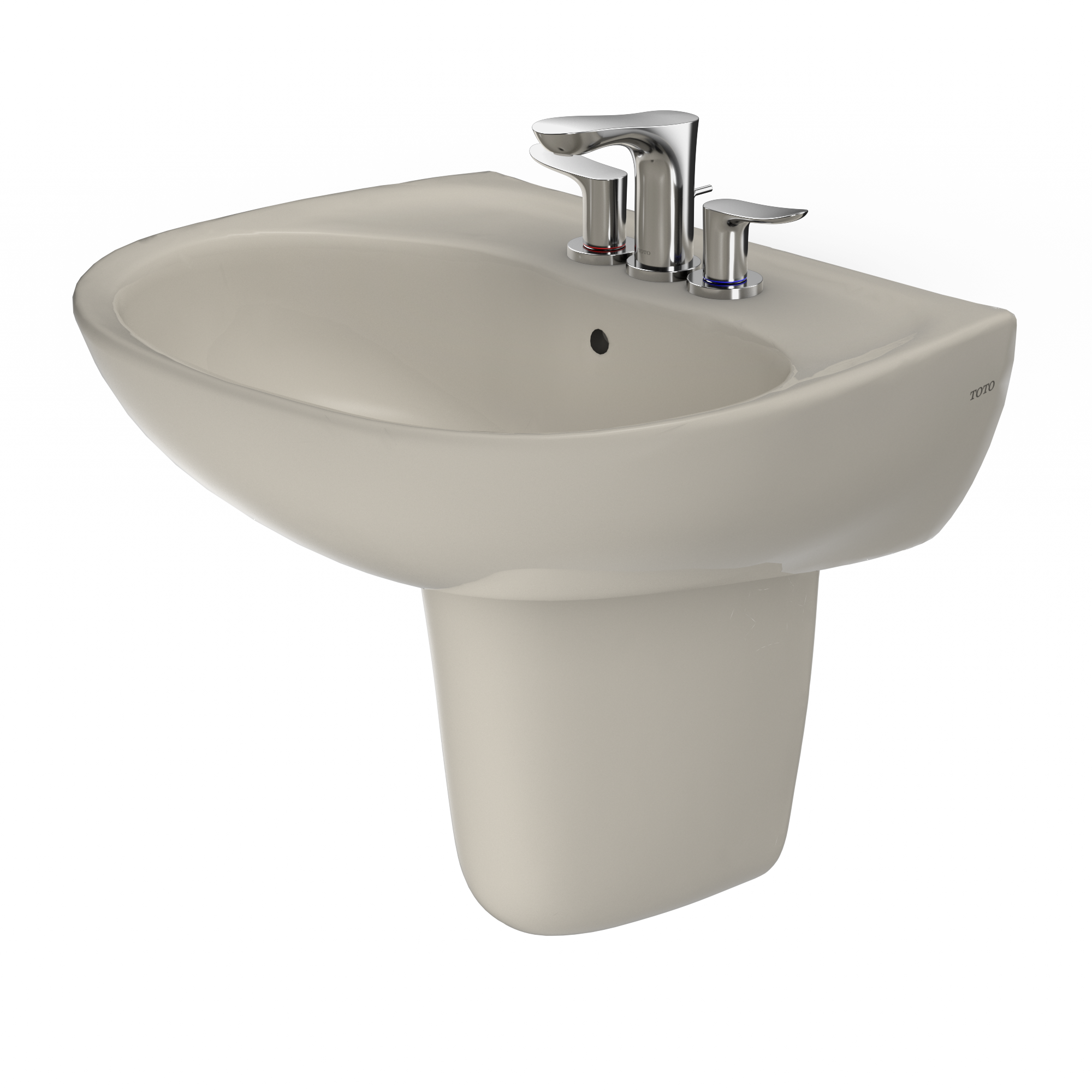 Alternate Image for TOTO Supreme Oval Wall-Mount Bathroom Sink with CEFIONTECT and Shroud for 4 Inch Center Faucets, Bone, Vitreous China, LHT241.4G#03