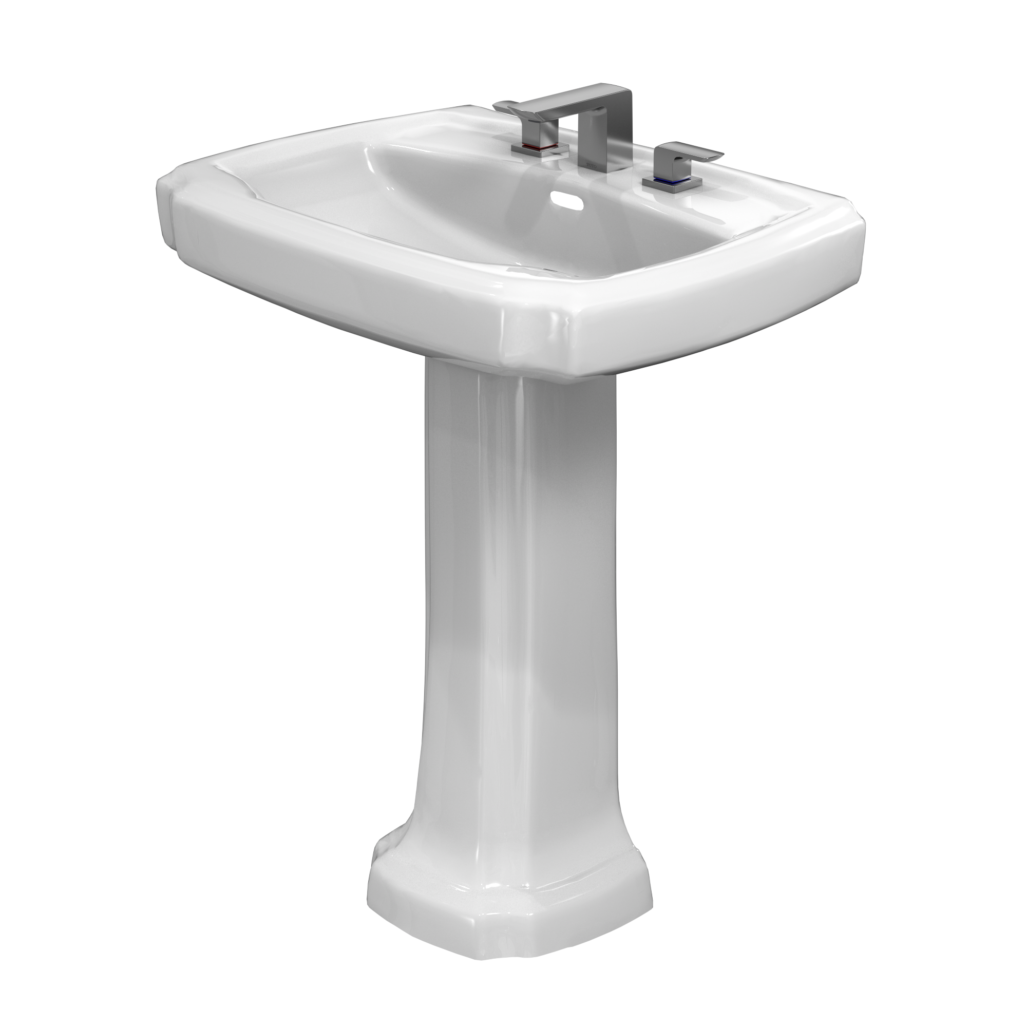Alternate Image for TOTO Guinevere 27-1/8" x 19-7/8" Rectangular Pedestal Bathroom Sink for 8 Inch Center Faucets, Cotton White, Vitreous China, LPT970.8#01