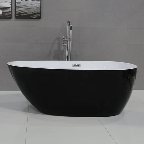 ALFI brand 59" Acrylic Free Standing Oval Soaking Bathtub, Black, AB8862