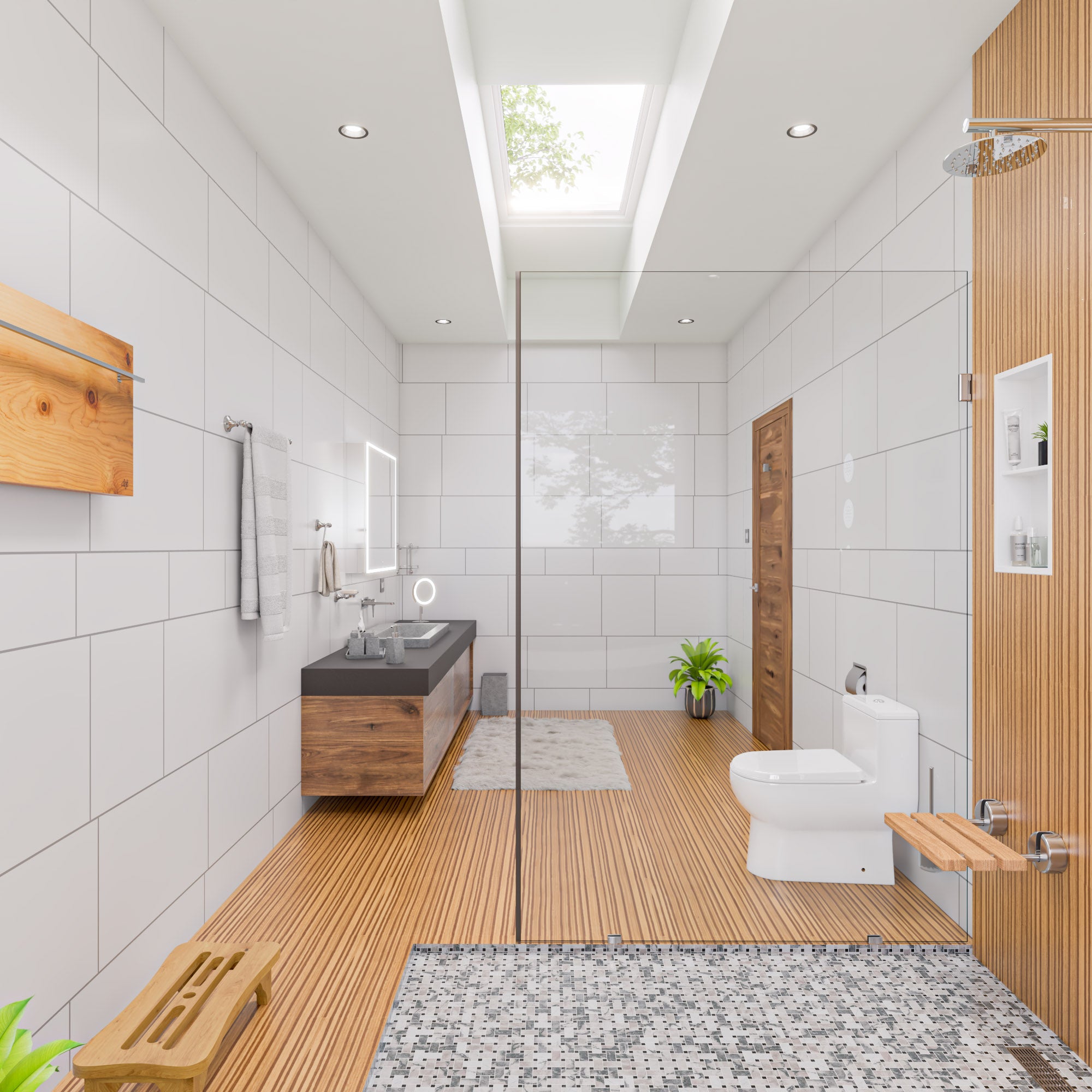 Alternate Image for ALFI brand Cedar Wood, Natural Wood, AB4408 24'' Wooden Stool for your Wooden Tub