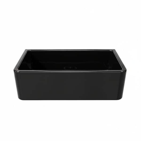 Latoscana 33" Fireclay Single Bowl Black Farmhouse Apron Sink, Reversible, LFS3318B
