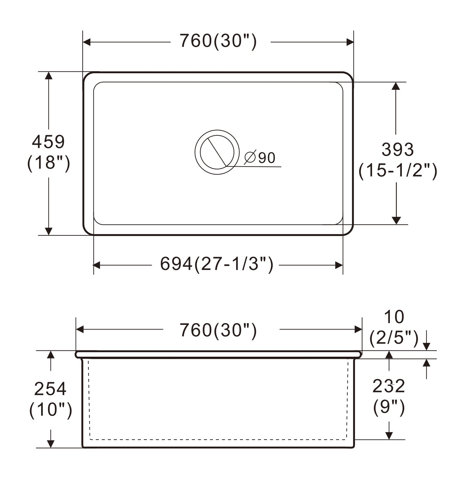 Alternate Image for ALFI brand 30" Dual Mount Fireclay Kitchen Sink, White, No Faucet Hole, ABF3018UD-W