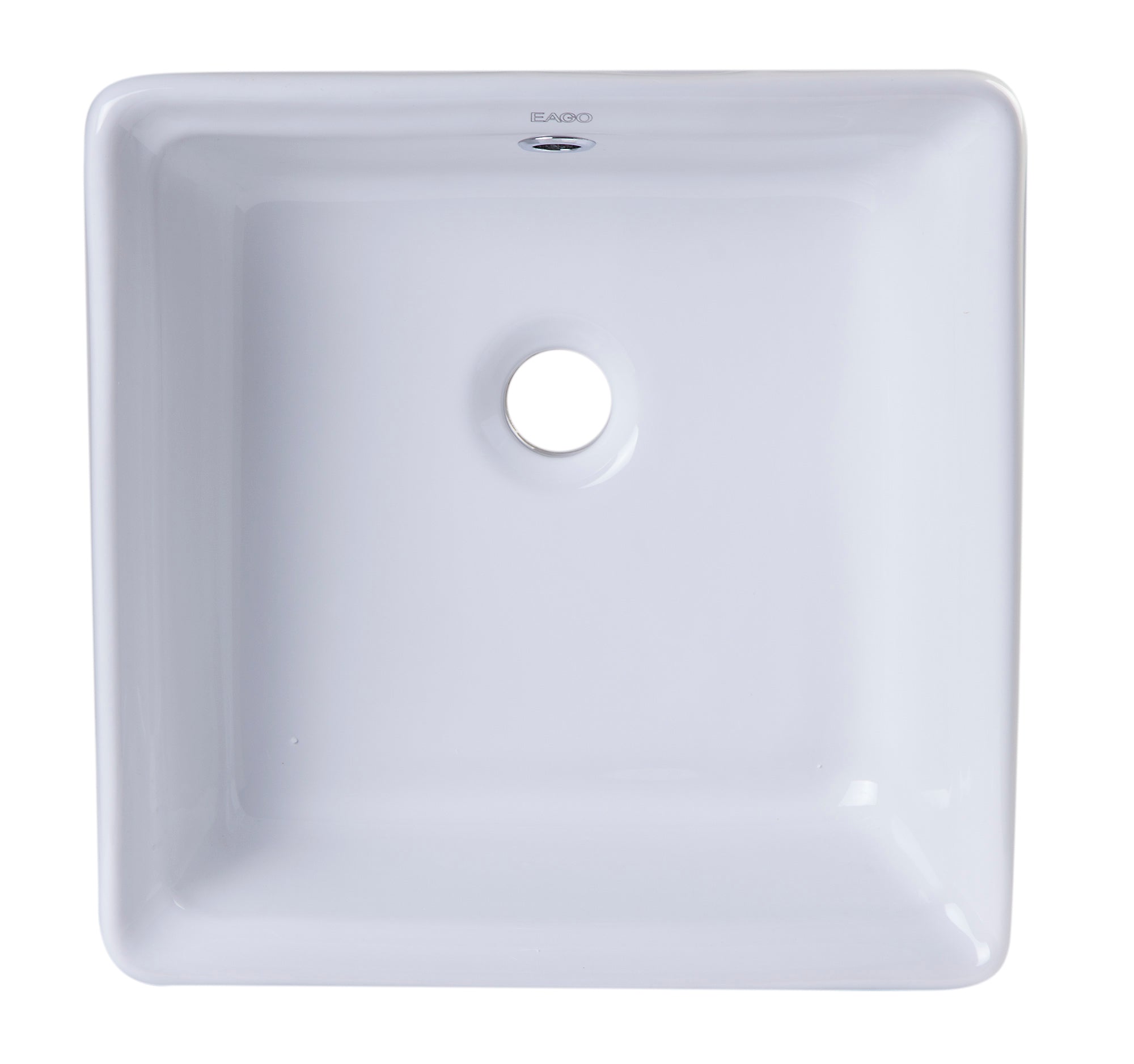 Alternate Image for Eago 15" x 15" Square Above Mount Porcelain Bathroom Sink, White, No Faucet Hole, BA130
