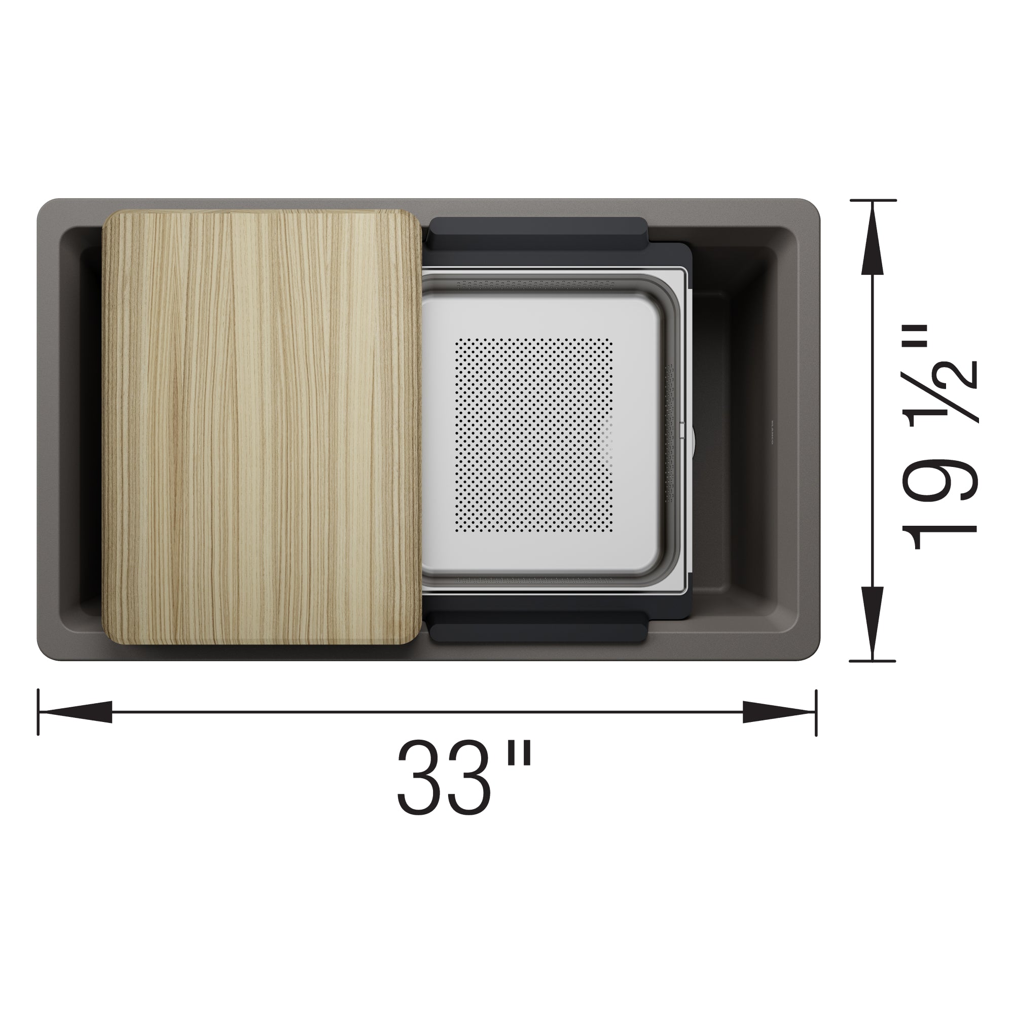 Alternate Image for Blanco Inteos 33" Undermount Silgranit Workstation Kitchen Sink, Truffle, No Faucet Hole, 443315