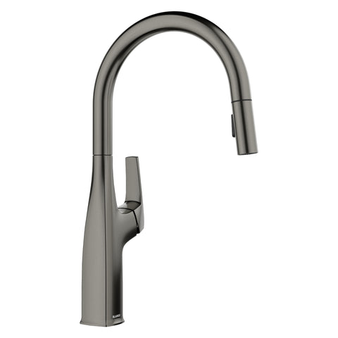 Blanco Rivana High Arc Pull-Down Dual-Spray Kitchen Faucet, Satin Dark Steel, 1.5 GPM, Brass, 443267