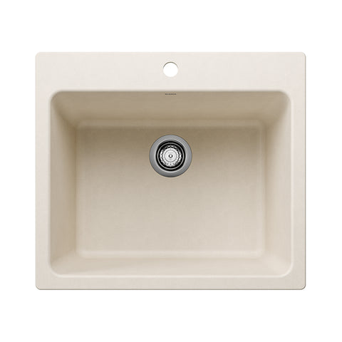 Blanco Liven 25" Dual Mount Silgranit Laundry Sink, Soft White, 1 Faucet Hole, 443079